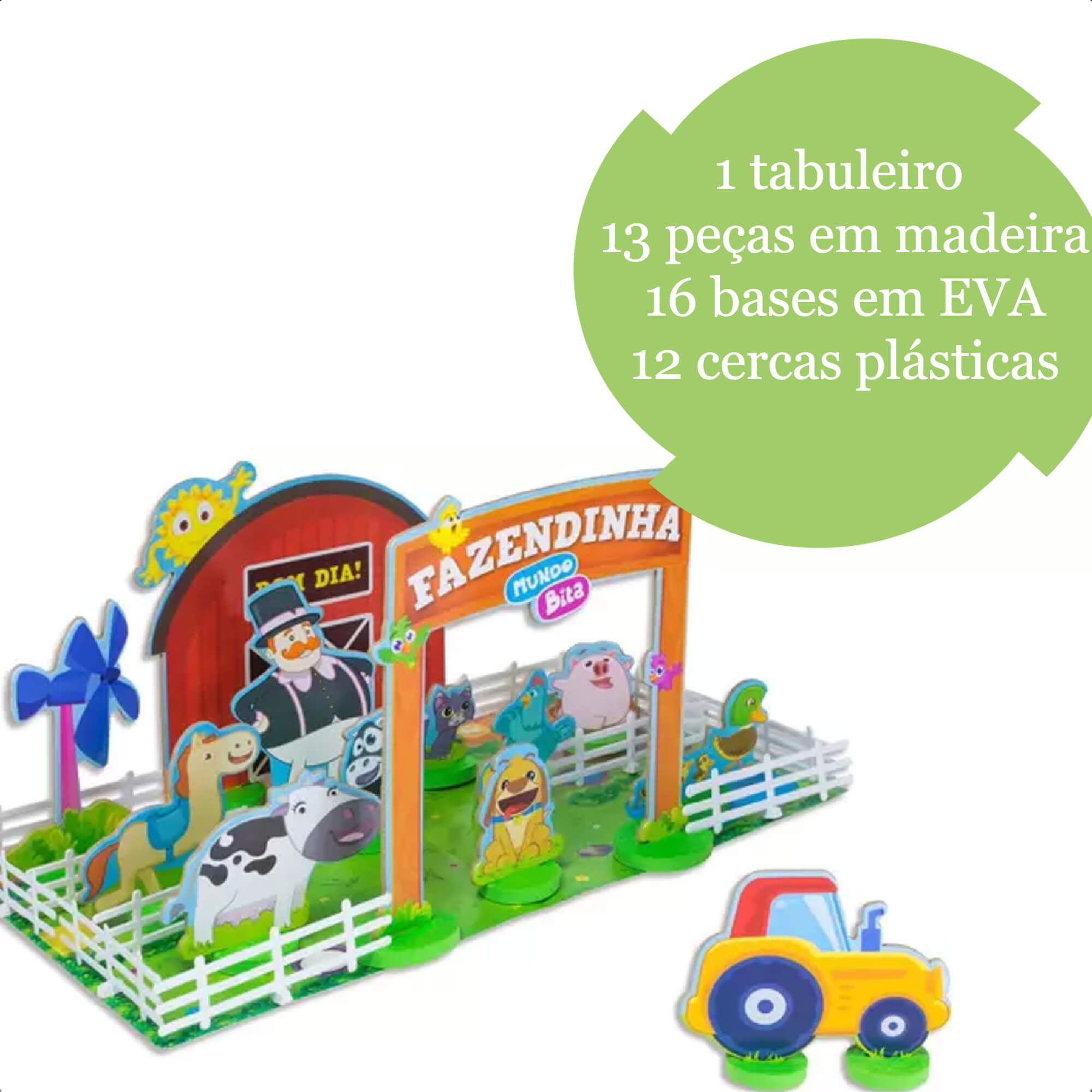 Brinquedo Fazendinha Mundo Bita Infantil 42 Peças Cenário Faz de Conta +2 anos Imaginação Nig Brinquedos - 0693