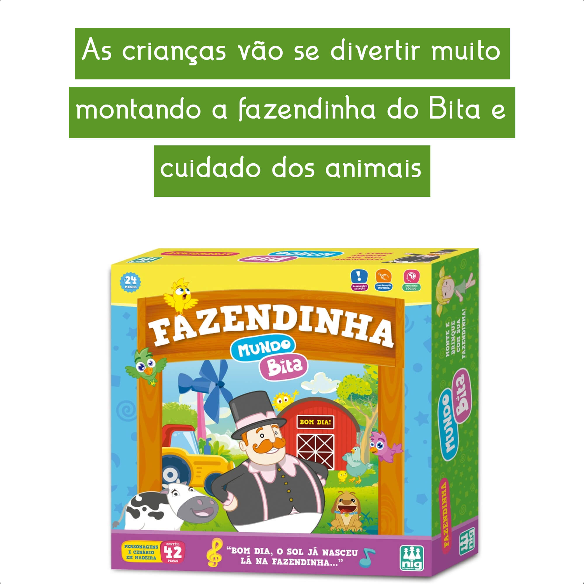 Brinquedo Fazendinha Mundo Bita Infantil 42 Peças Cenário Faz de Conta +2 anos Imaginação Nig Brinquedos - 0693
