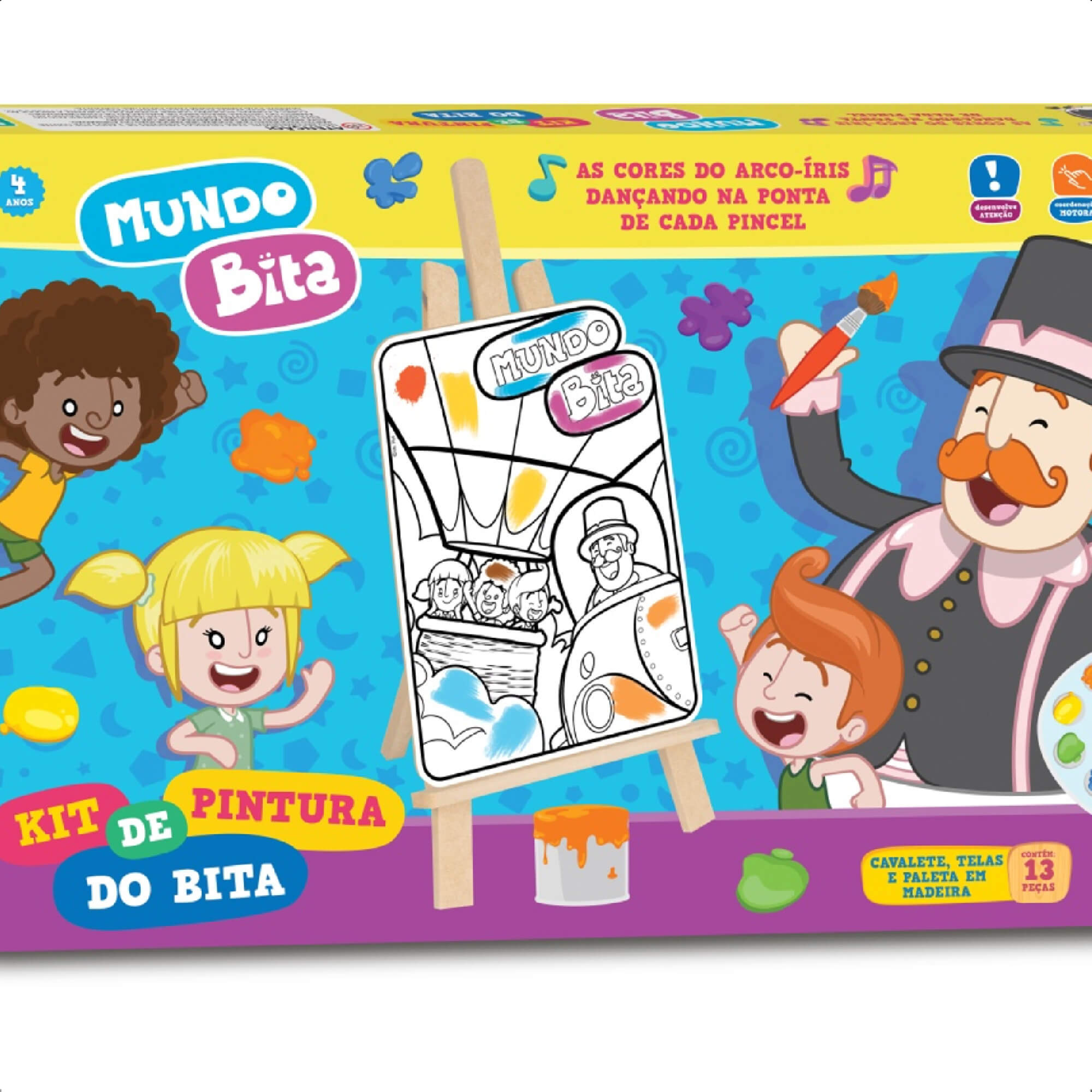 Kit Pintura Mundo Bita Infantil Cavalete Divertido Raciocínio Lógico +4 anos Nig Brinquedos 0694