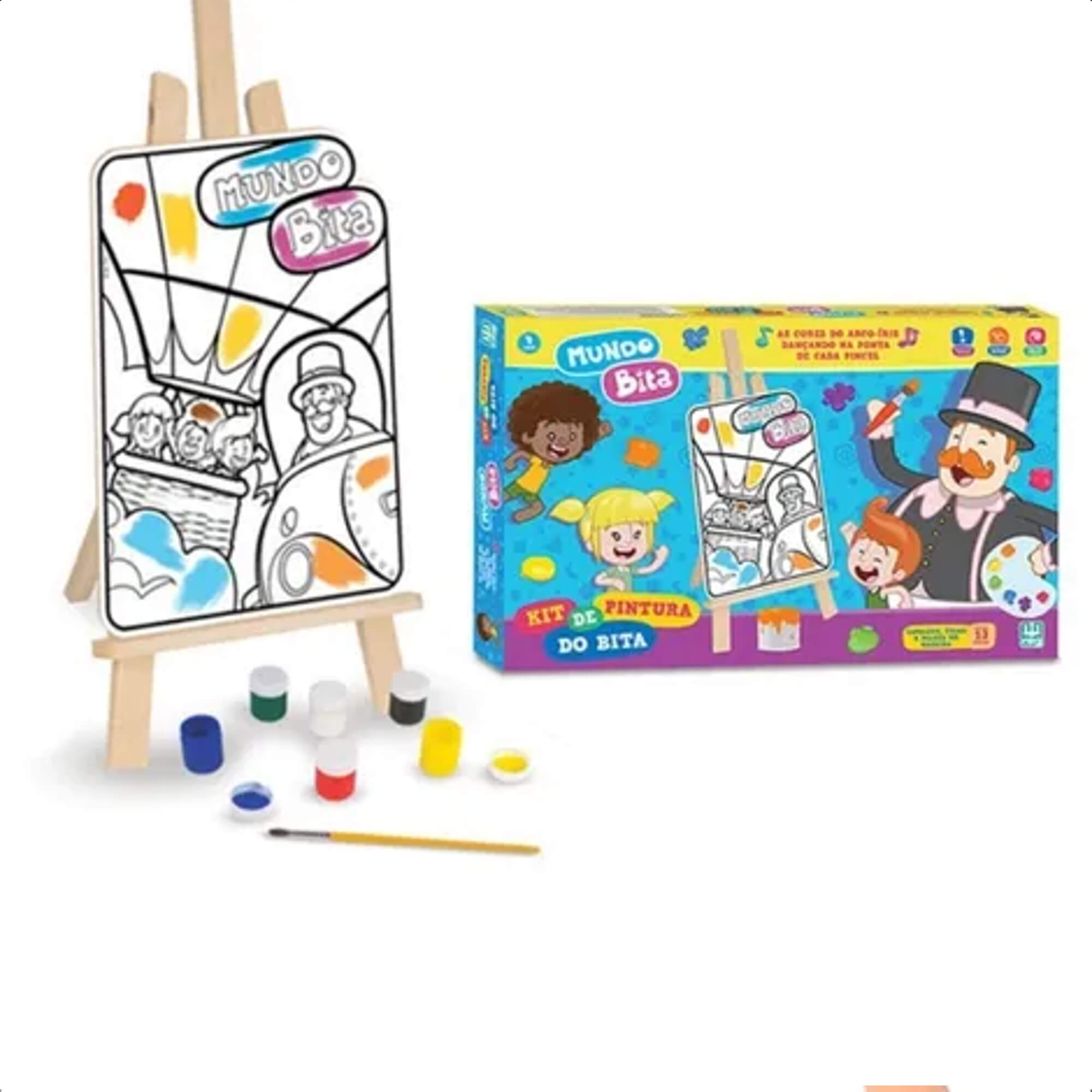 Kit Pintura Mundo Bita Infantil Cavalete Divertido Raciocínio Lógico +4 anos Nig Brinquedos 0694
