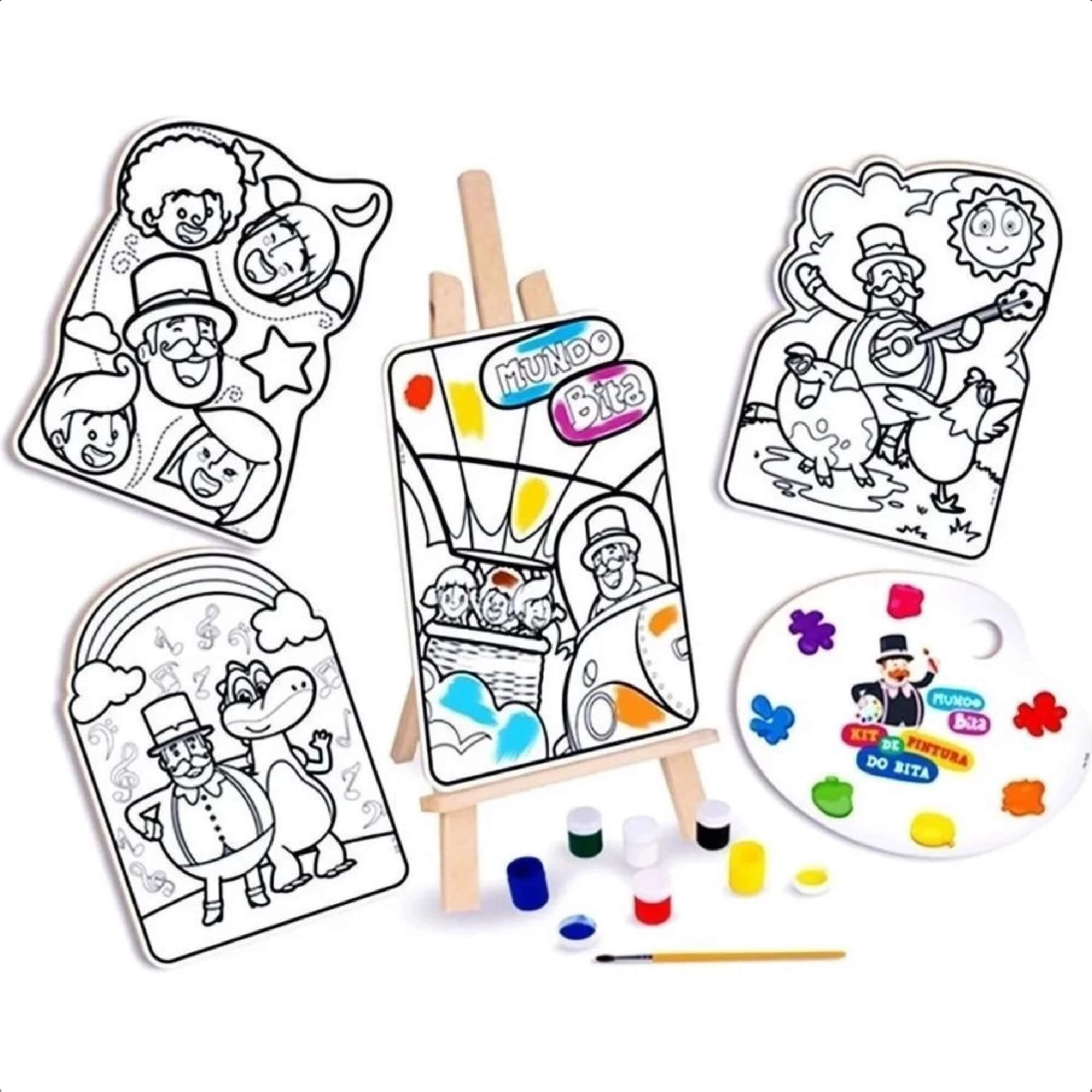 Kit Pintura Mundo Bita Infantil Cavalete Divertido Raciocínio Lógico +4 anos Nig Brinquedos 0694