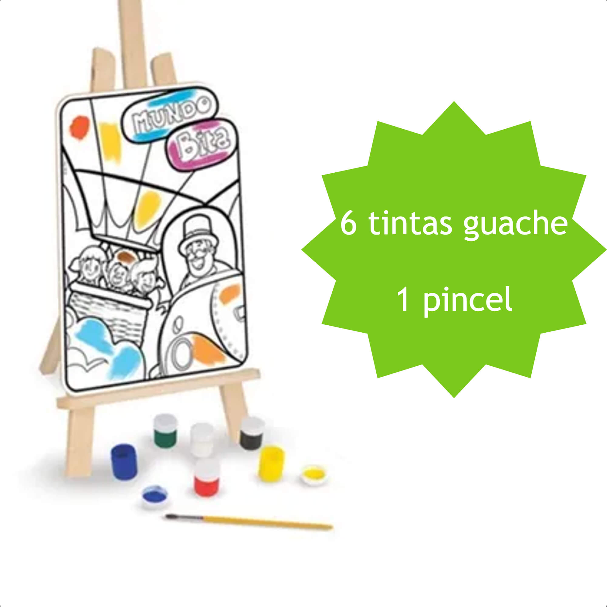 Kit Pintura Mundo Bita Infantil Cavalete Divertido Raciocínio Lógico +4 anos Nig Brinquedos 0694