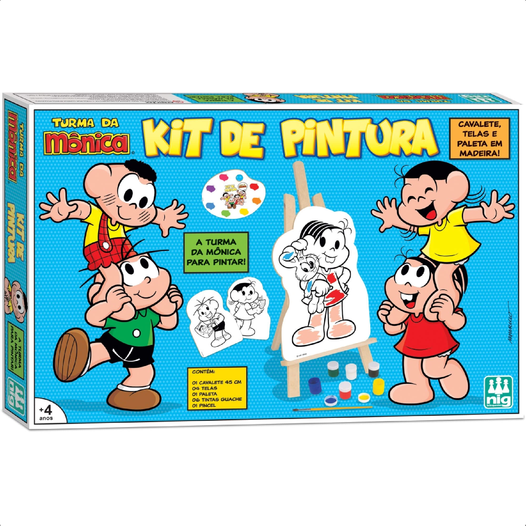 Kit Pintura Infantil Turma Da Mônica Madeira Criatividade Coordenação Motora Nig Brinquedos 0766