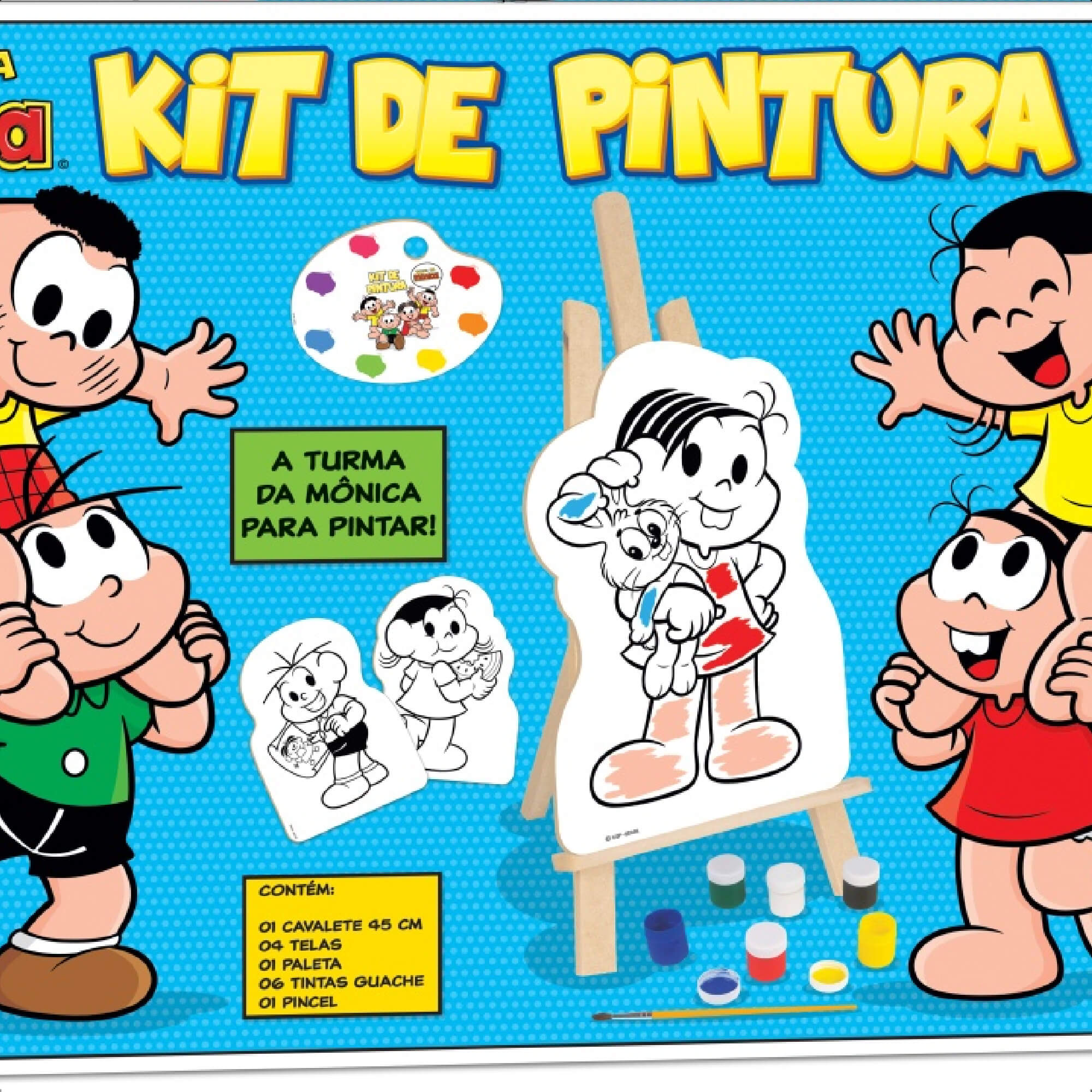 Kit Pintura Infantil Turma Da Mônica Madeira Criatividade Coordenação Motora Nig Brinquedos 0766