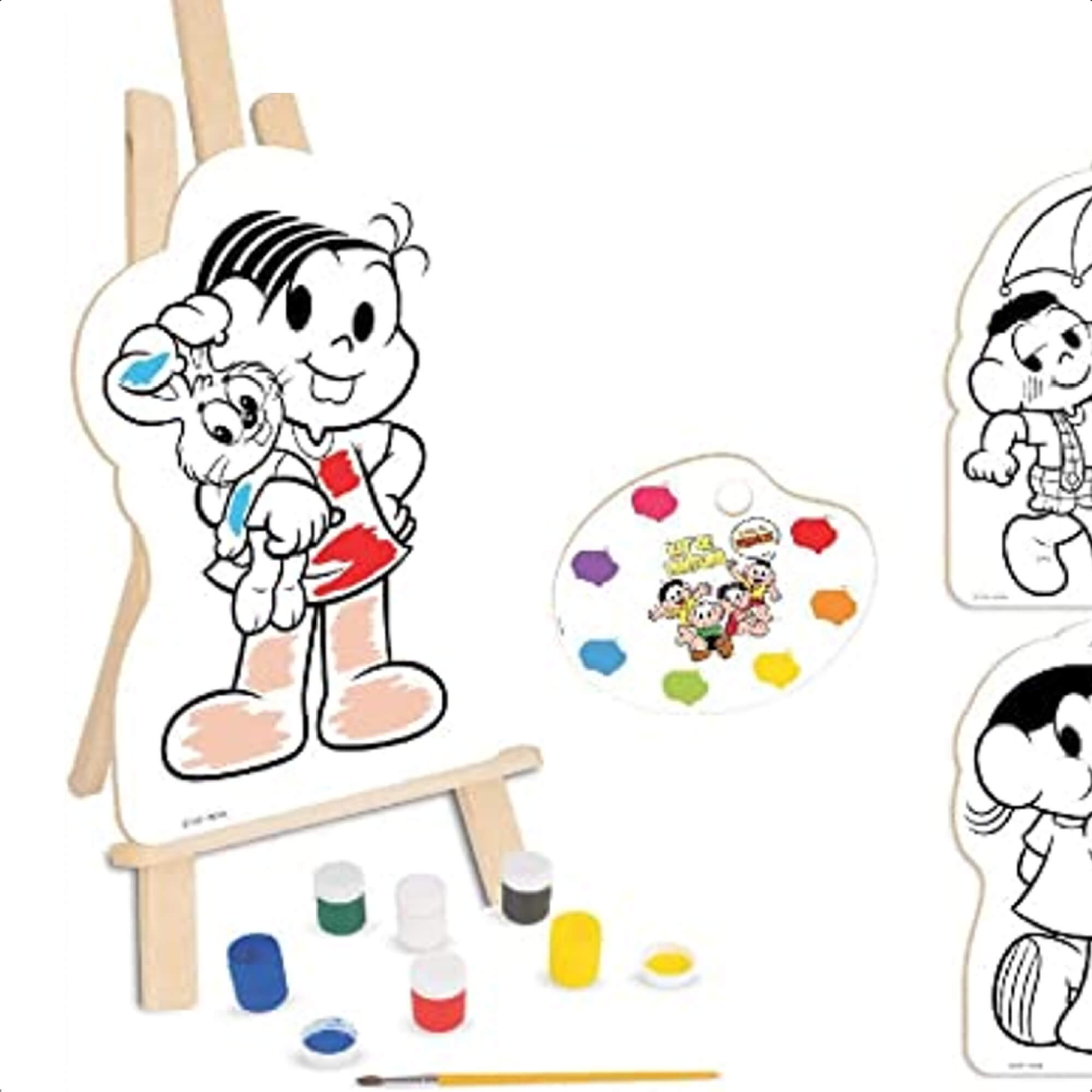 Kit Pintura Infantil Turma Da Mônica Madeira Criatividade Coordenação Motora Nig Brinquedos 0766