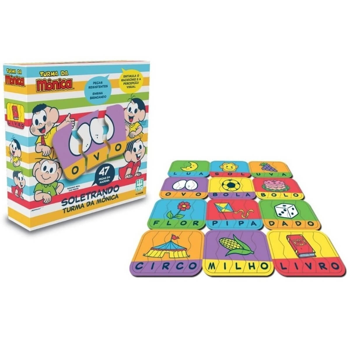 Jogo Infantil Soletrando de Encaixe Turma da Mônica contem 47 Peças Para você se Divertir Nig Brinquedos - 0763