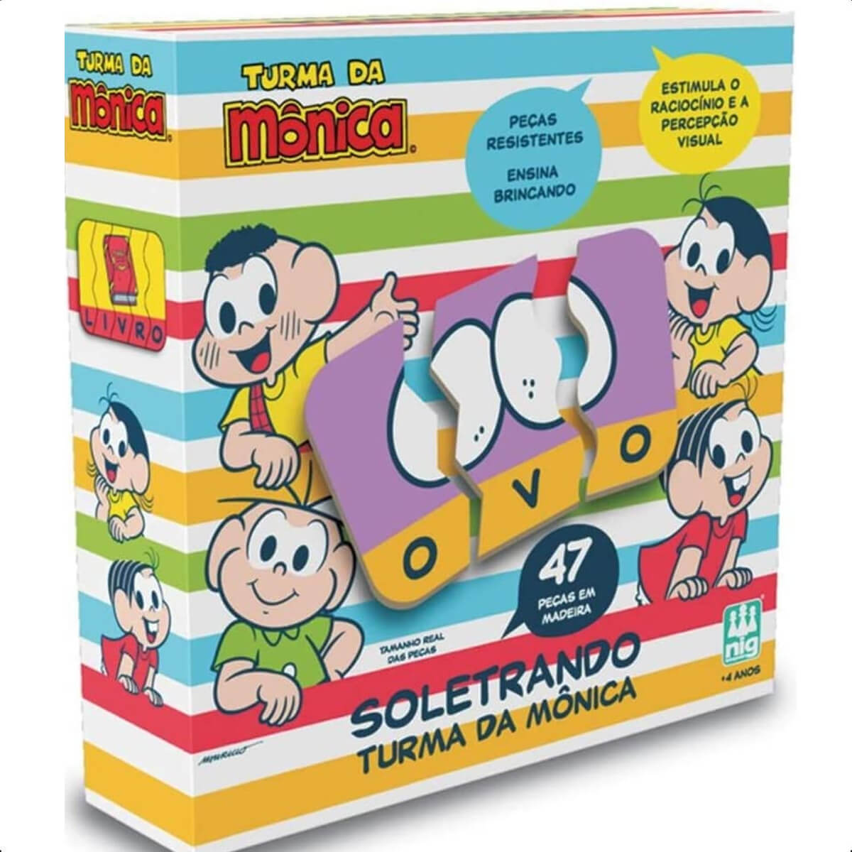 Jogo Infantil Soletrando de Encaixe Turma da Mônica contem 47 Peças Para você se Divertir Nig Brinquedos - 0763