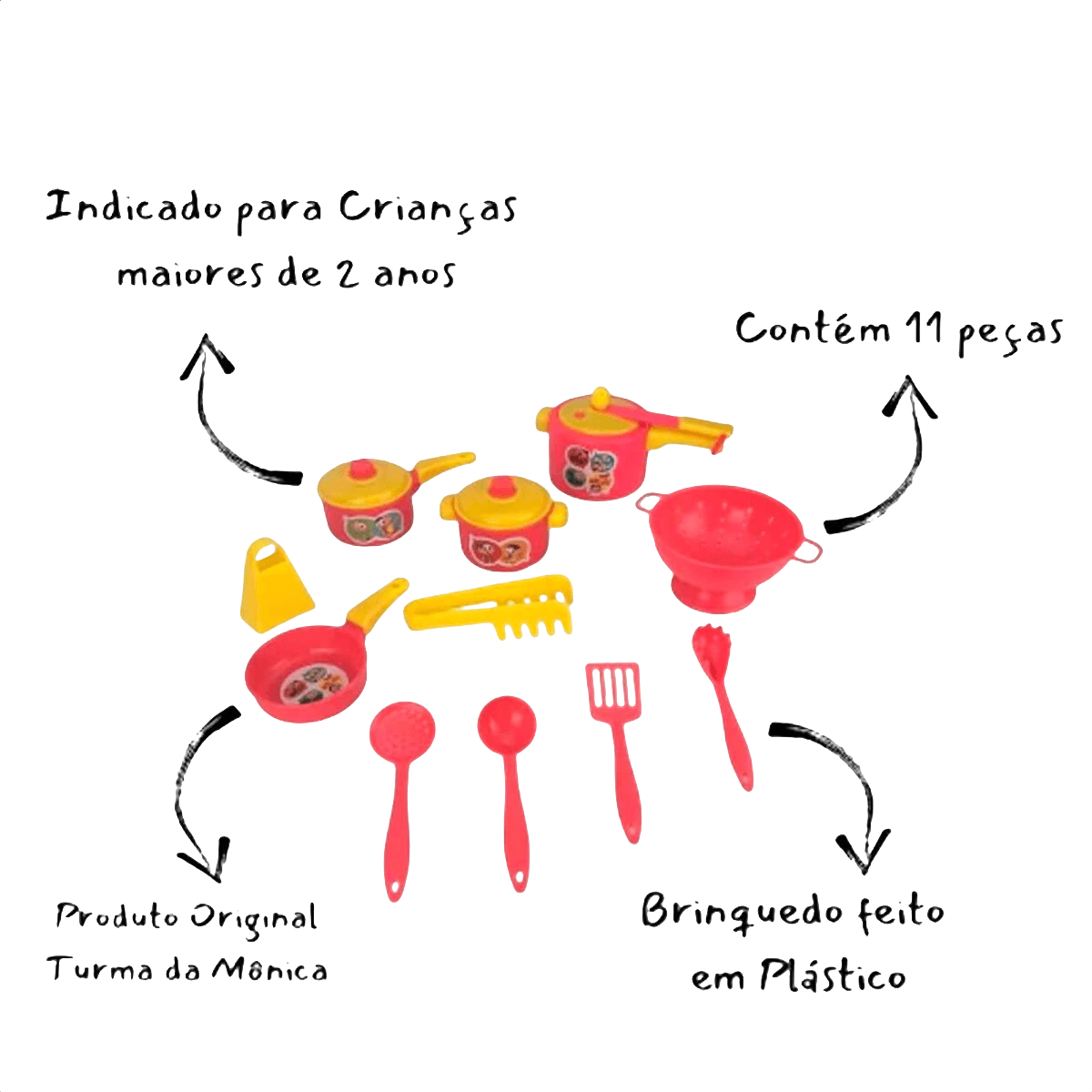 Brinquedo Jogo Panelinhas Infantil Turma da Mônica Faz de Conta +2 anos Nig Brinquedos - 0755