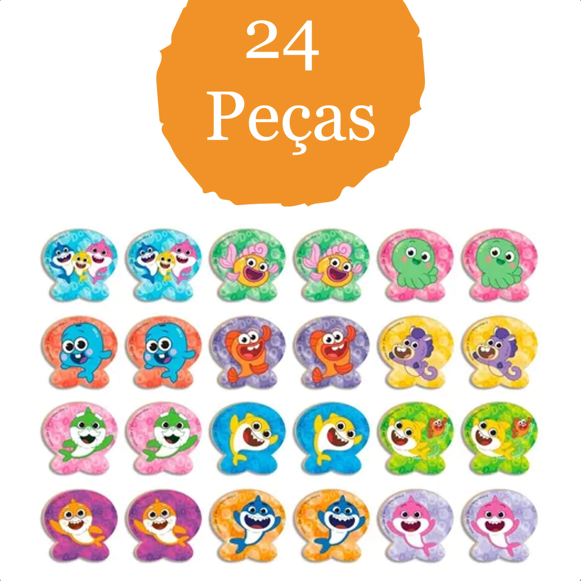 Jogo da Memória Baby Shark Infantil Madeira 24 Peças 8cm x 7cm +3 Anos Nig Brinquedos - 0747