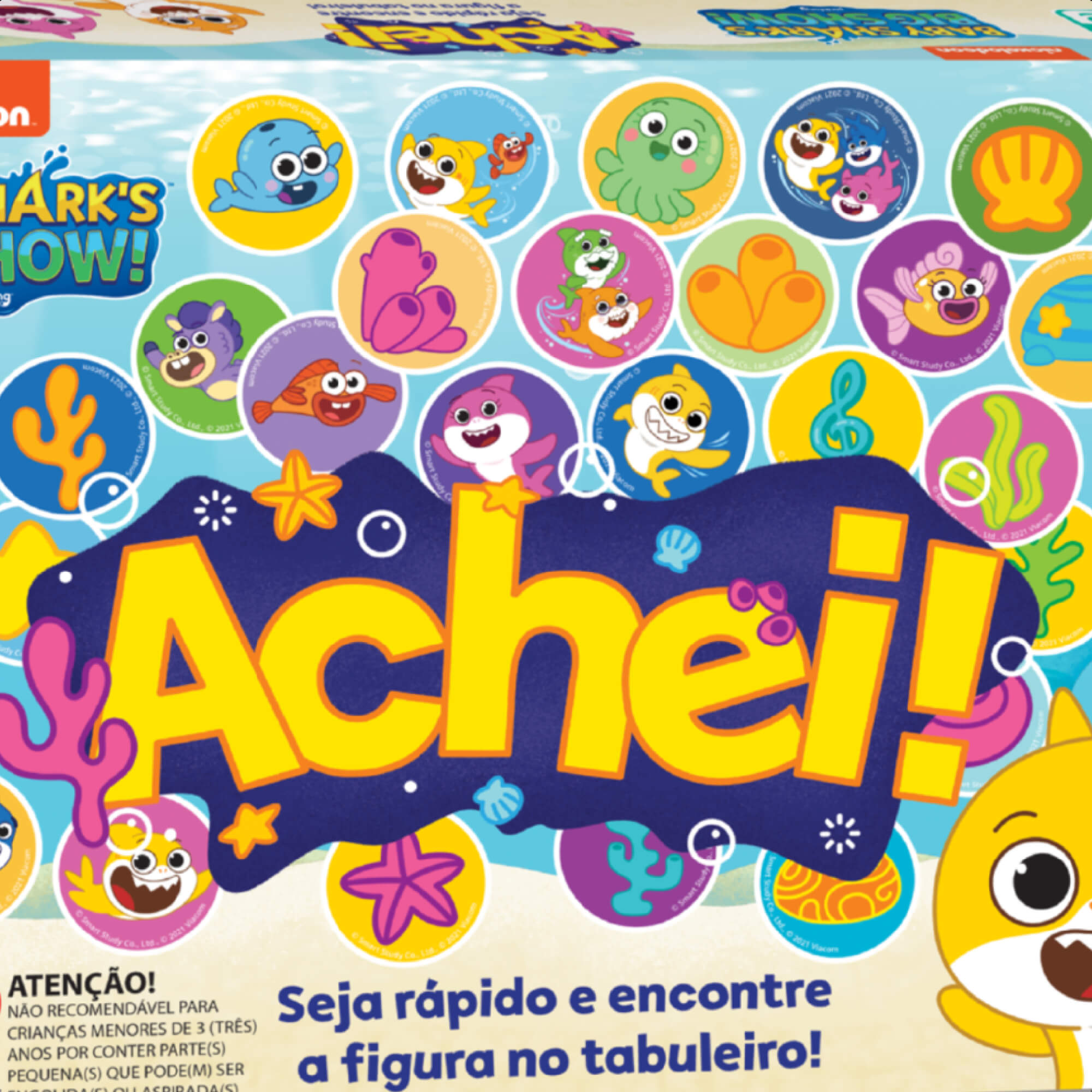 Jogo de Tabuleiro Achei! Baby Shark Infantil Tabuleiro Cartas +3 Anos Nig Brinquedos - 0745