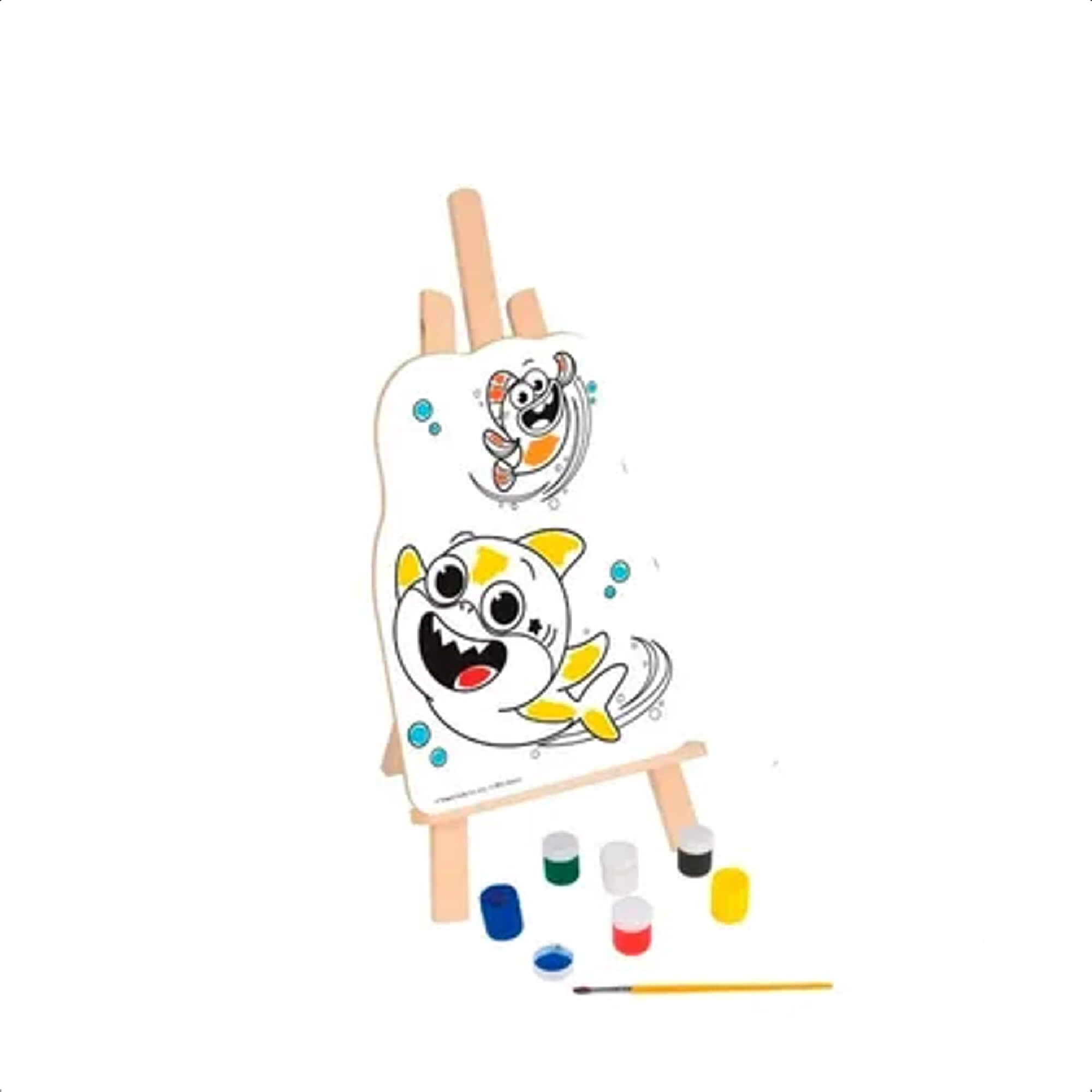 Kit Pintura Infantil Baby Shark Criatividade Coordenação Motora Cavalete Nig Brinquedos 0746