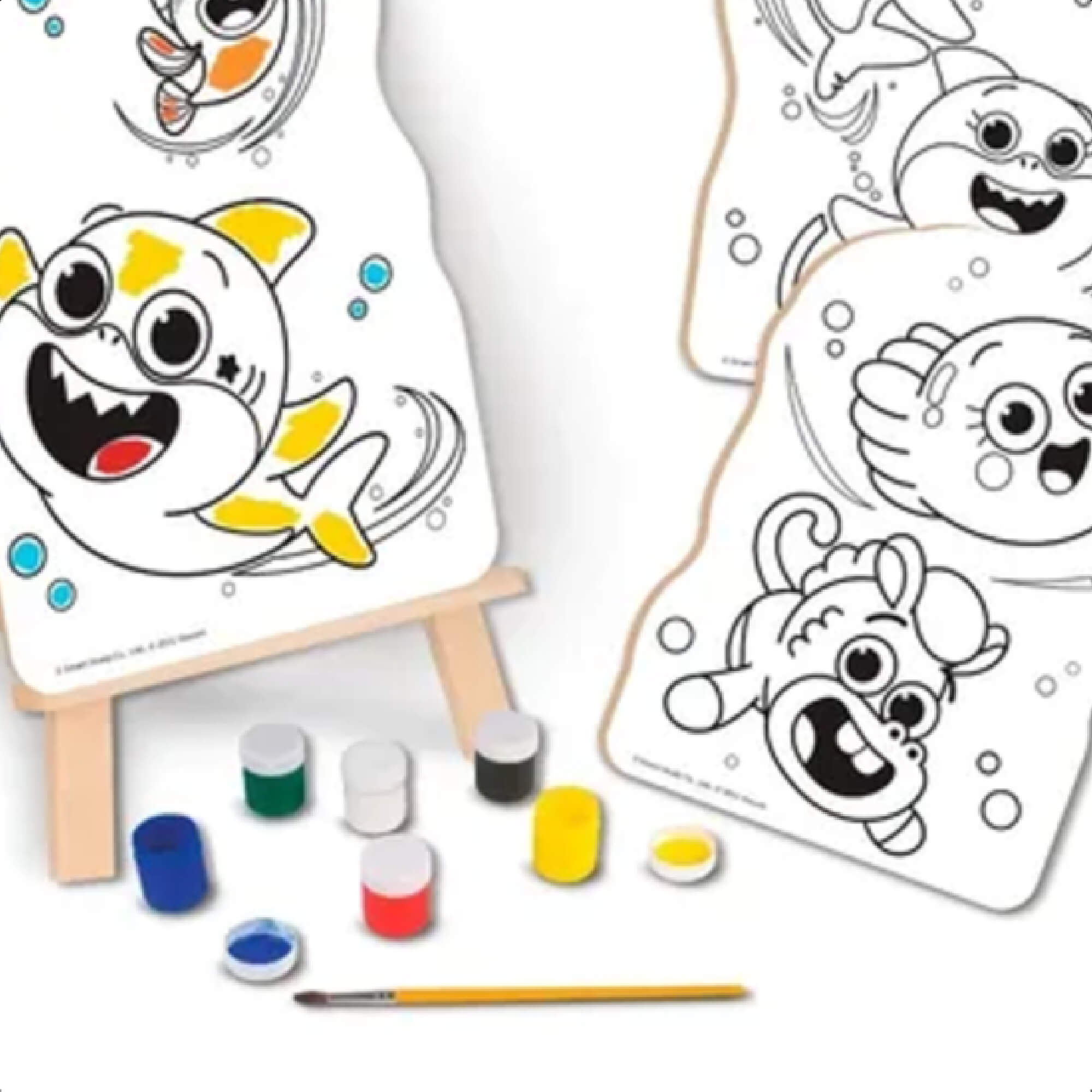 Kit Pintura Infantil Baby Shark Criatividade Coordenação Motora Cavalete Nig Brinquedos 0746