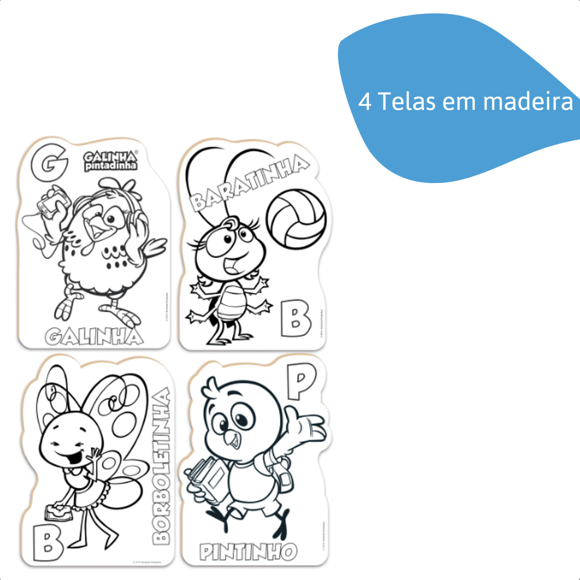 Kit De Pintura Galinha Pintadinha Infantil Divertido em Madeira +4 anos Nig Brinquedos - 0732