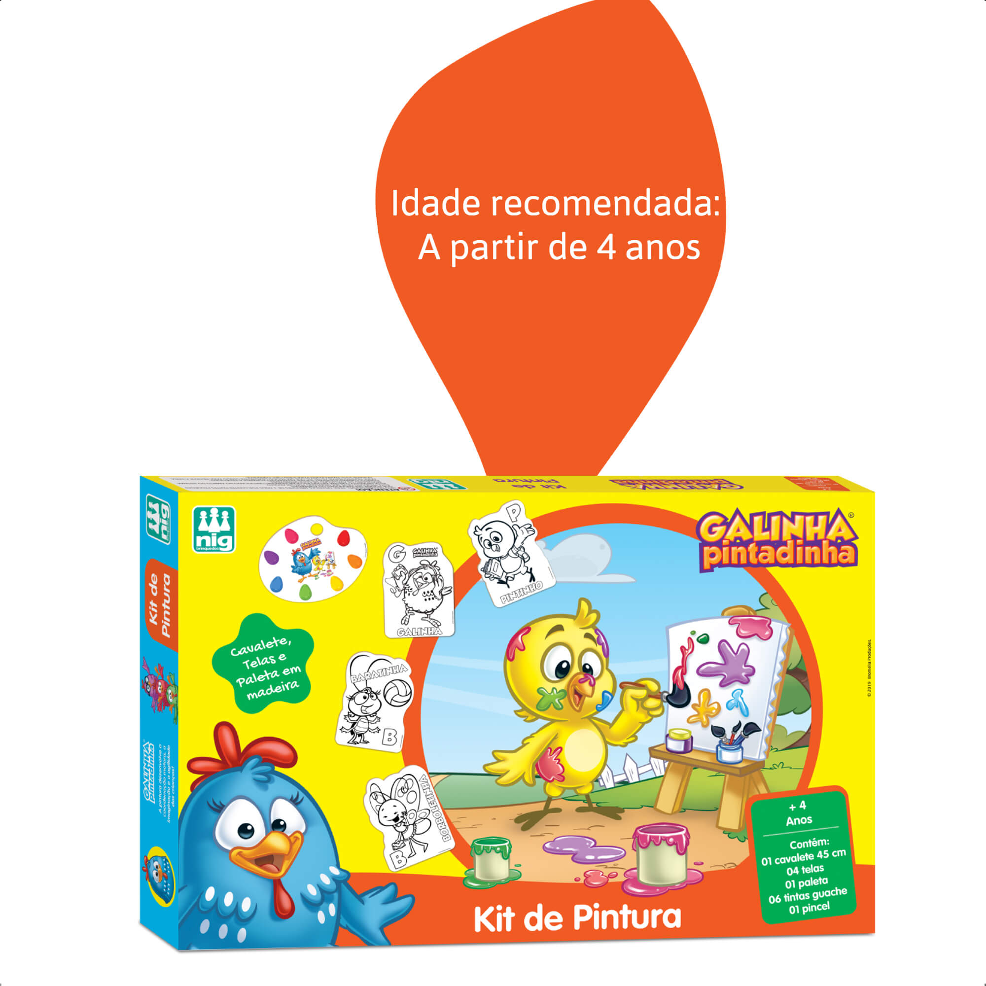Kit De Pintura Galinha Pintadinha Infantil Divertido em Madeira +4 anos Nig Brinquedos - 0732