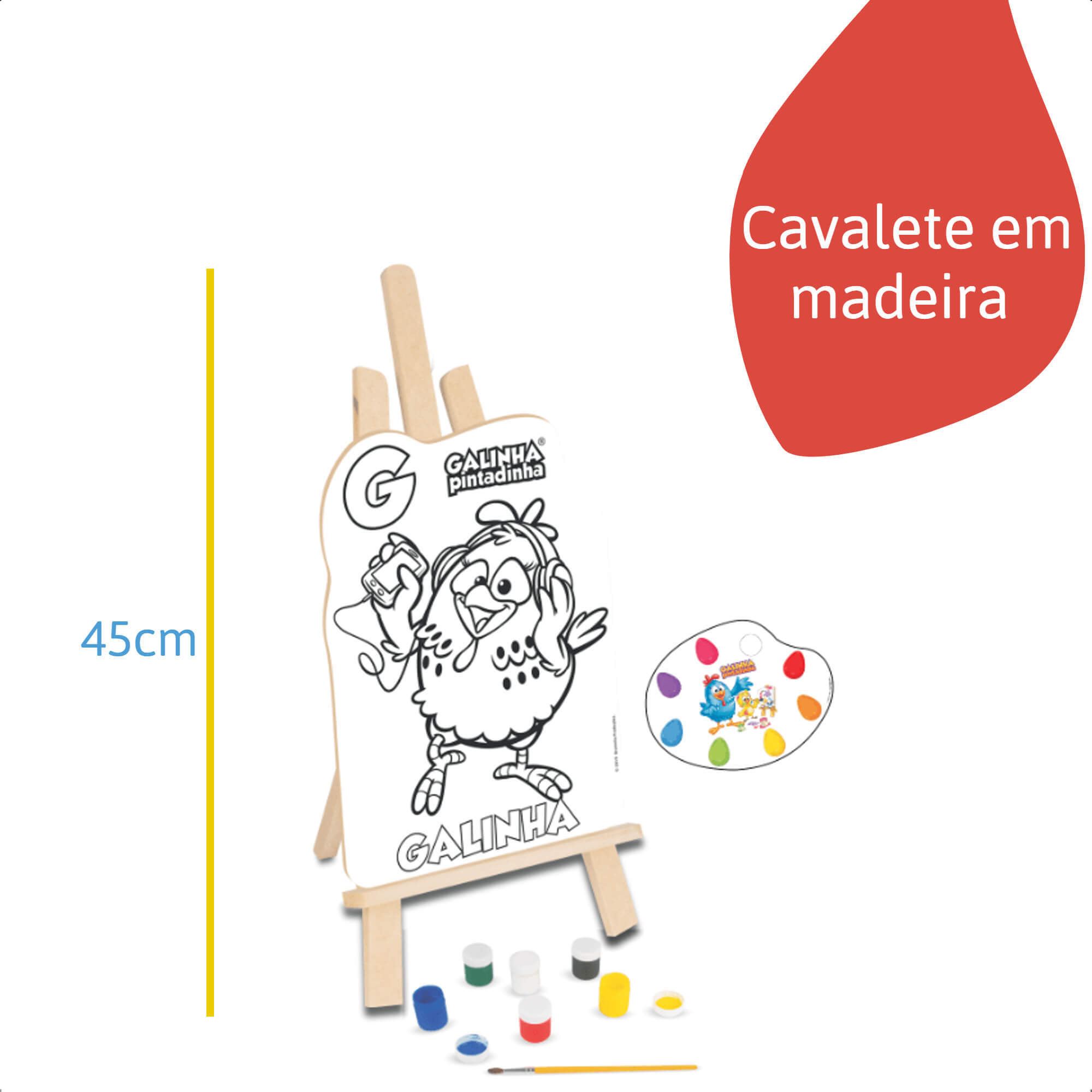 Kit De Pintura Galinha Pintadinha Infantil Divertido em Madeira +4 anos Nig Brinquedos - 0732