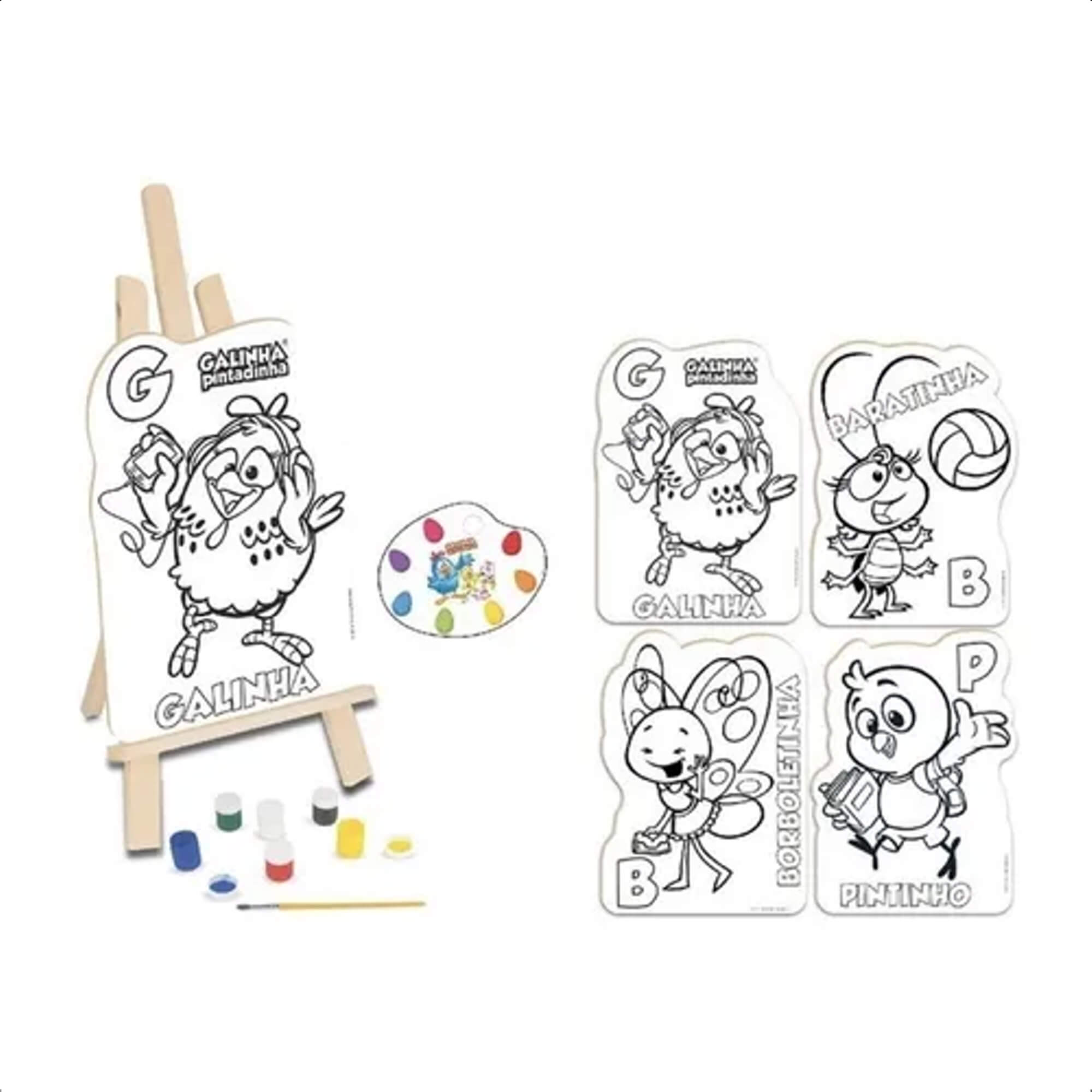 Kit De Pintura Galinha Pintadinha Infantil Divertido em Madeira +4 anos Nig Brinquedos - 0732