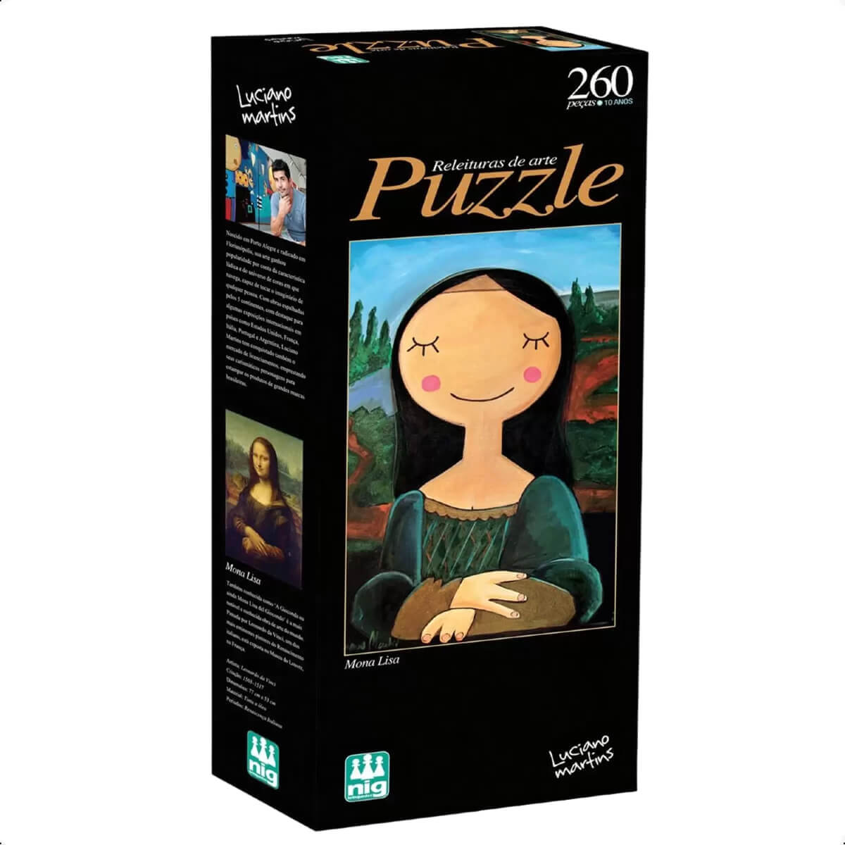 Quebra Cabeça Monalisa 260 Peças Puzzle Para Montar +7 Anos Brinquedo Jogo Nig Brinquedos-LM 0575