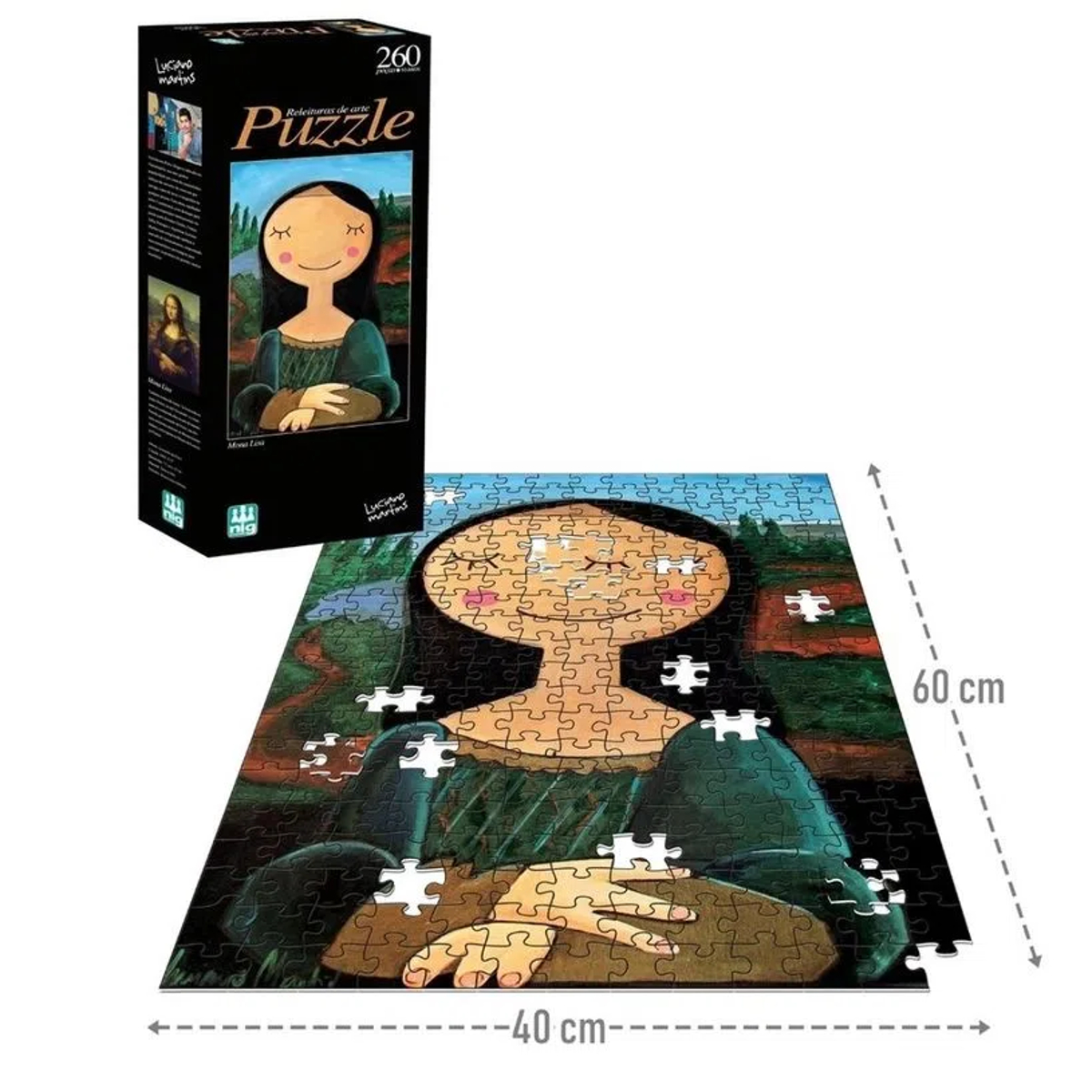 Quebra Cabeça Monalisa 260 Peças Puzzle Para Montar +7 Anos Brinquedo Jogo Nig Brinquedos-LM 0575