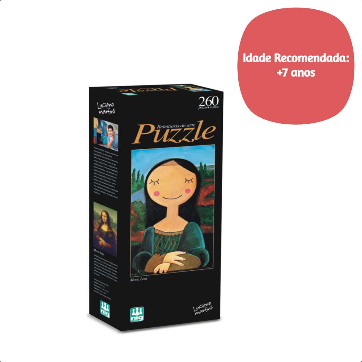 Quebra Cabeça Monalisa 260 Peças Puzzle Para Montar +7 Anos Brinquedo Jogo Nig Brinquedos-LM 0575