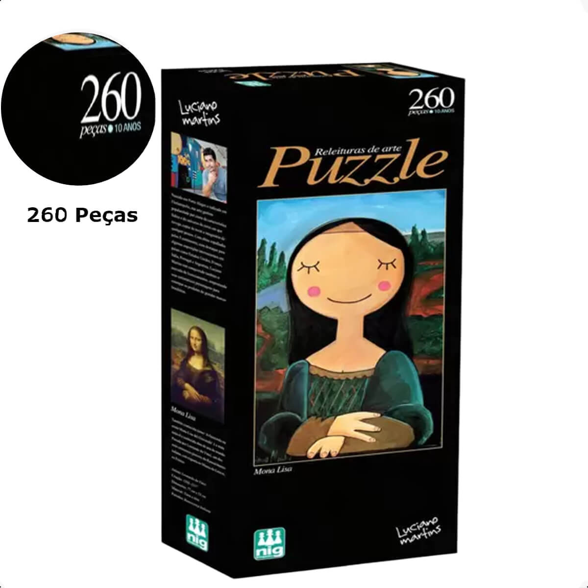 Quebra Cabeça Monalisa 260 Peças Puzzle Para Montar +7 Anos Brinquedo Jogo Nig Brinquedos-LM 0575