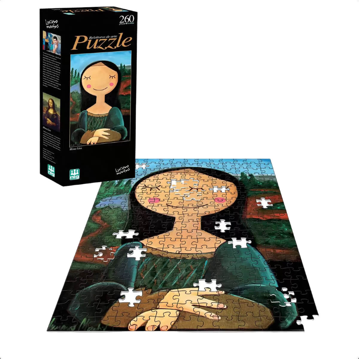Quebra Cabeça Monalisa 260 Peças Puzzle Para Montar +7 Anos Brinquedo Jogo Nig Brinquedos-LM 0575