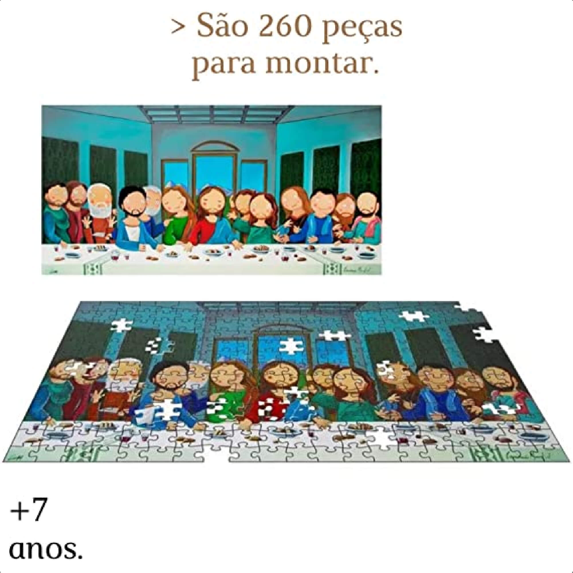 Quebra Cabeça Santa Ceia Infantil 260 Peças Luciano Martins Raciocínio lógico Nig - 0576