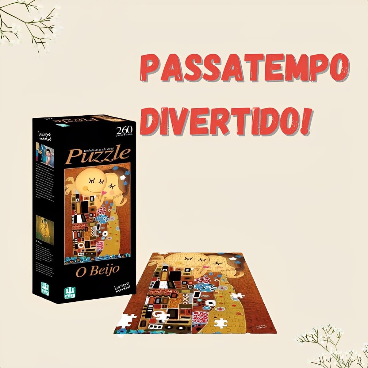 Quebra-Cabeça O Beijo Toda Família Raciocínio 60,0cm x 40,0 cm 260 Peças Nig Brinquedos-0580