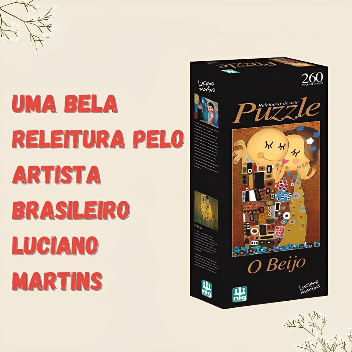Quebra-Cabeça O Beijo Toda Família Raciocínio 60,0cm x 40,0 cm 260 Peças Nig Brinquedos-0580