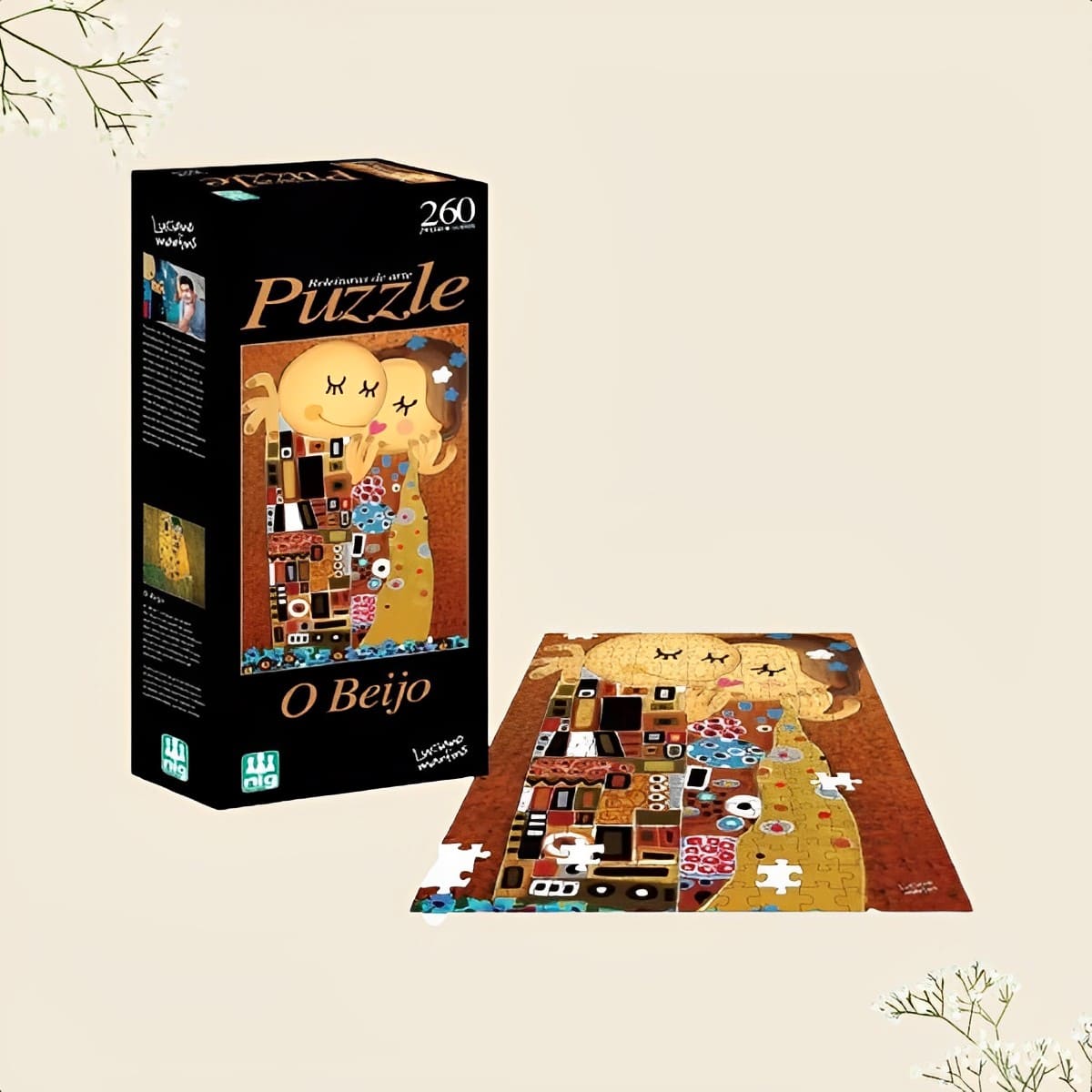 Quebra-Cabeça O Beijo Toda Família Raciocínio 60,0cm x 40,0 cm 260 Peças Nig Brinquedos-0580