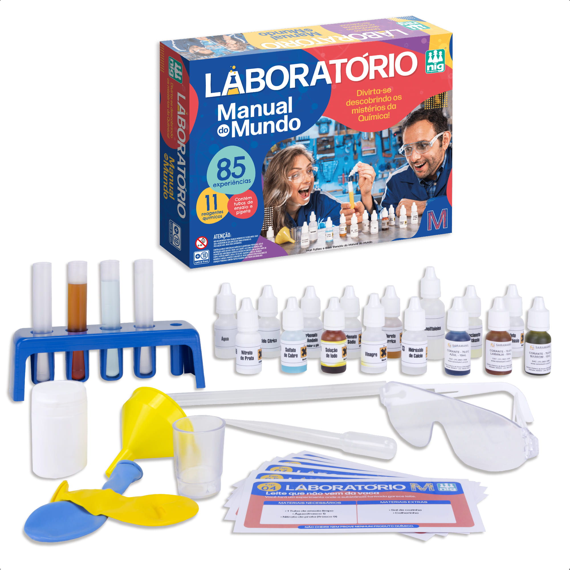 Brinquedo Laboratório Manual do Mundo com 85 Tipos de Experimentos Nig Brinquedos - 1640