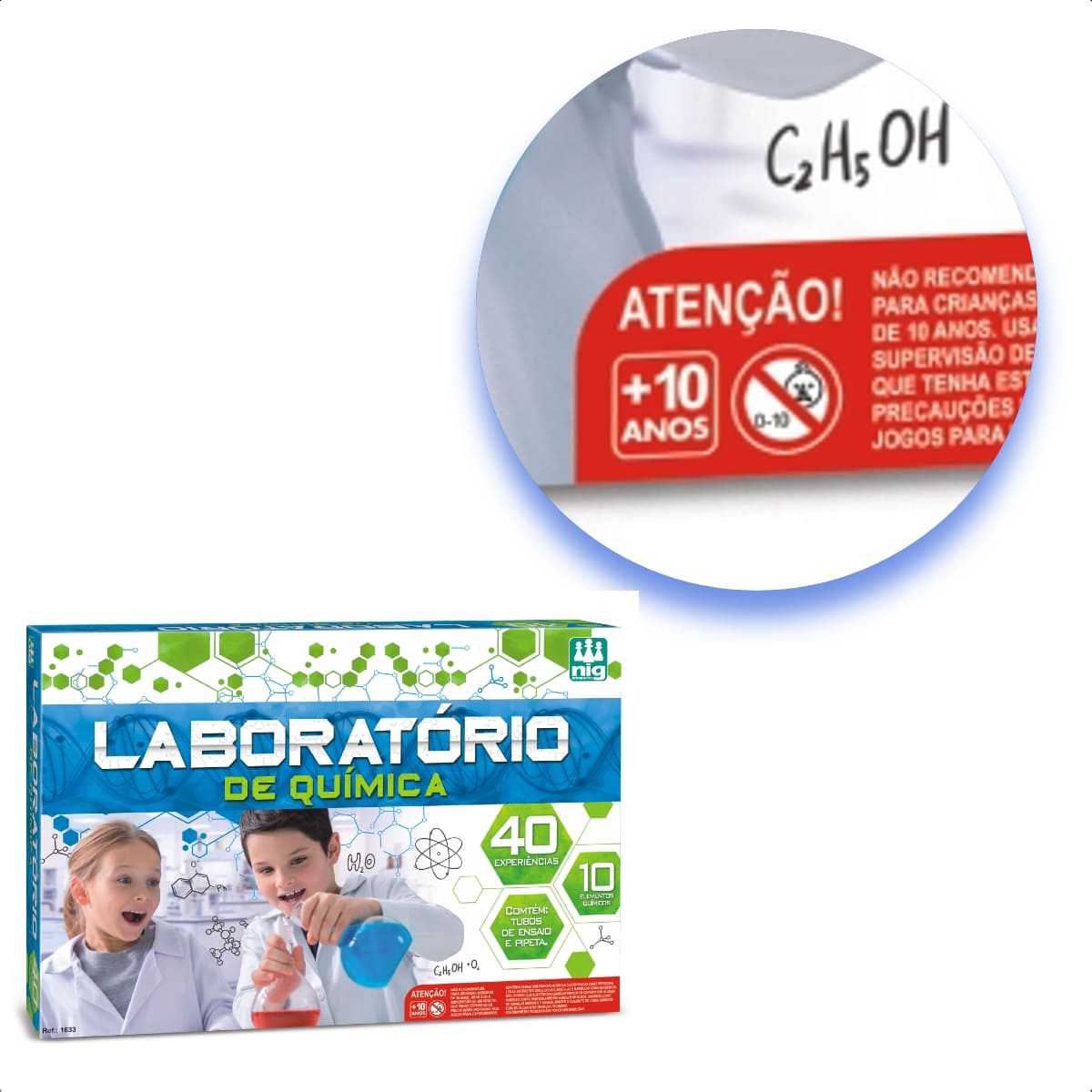 Brinquedo Kit De Laboratório De Química com 40 Experiências Nig Brinquedos - 1633