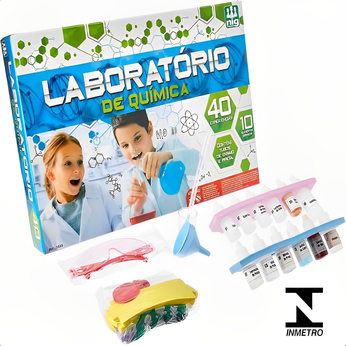 Brinquedo Kit De Laboratório De Química com 40 Experiências Nig Brinquedos - 1633