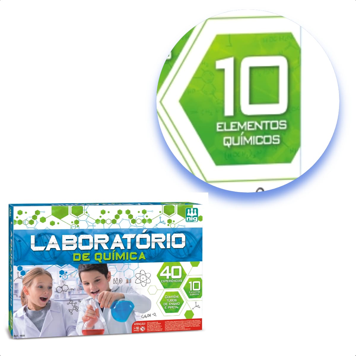 Brinquedo Kit De Laboratório De Química com 40 Experiências Nig Brinquedos - 1633