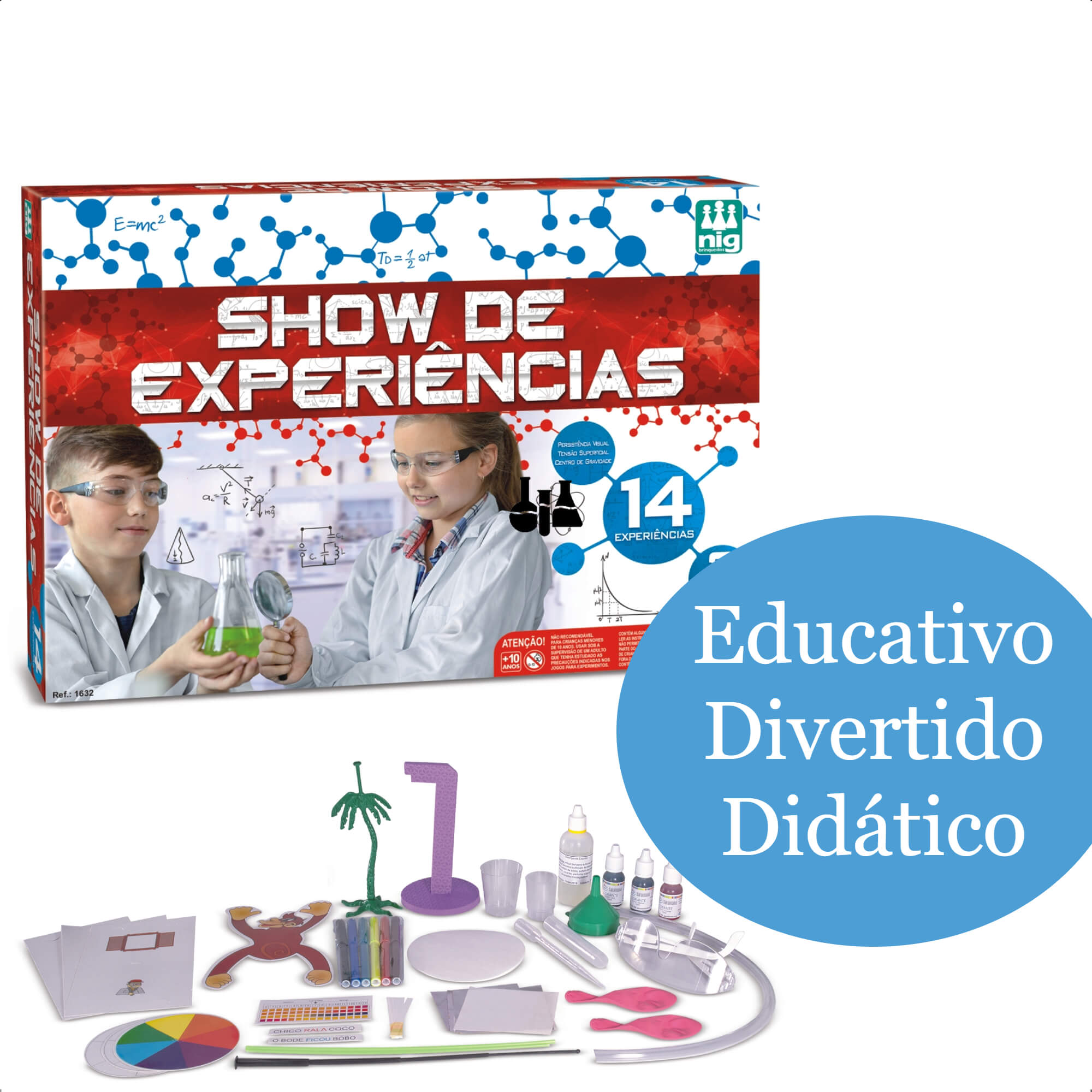 Brinquedo Show De Experiências Educativo Divertido Didático 14 Experiências 36 Peças Nig 1632