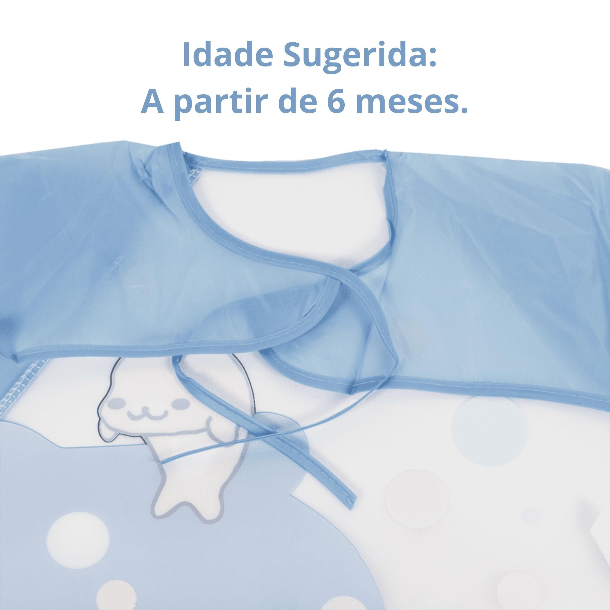 Babador Infantil Com Manga Fácil de Limpar e Transportar Amarras 6 Meses+ Foca Azul KaBaby-18950F