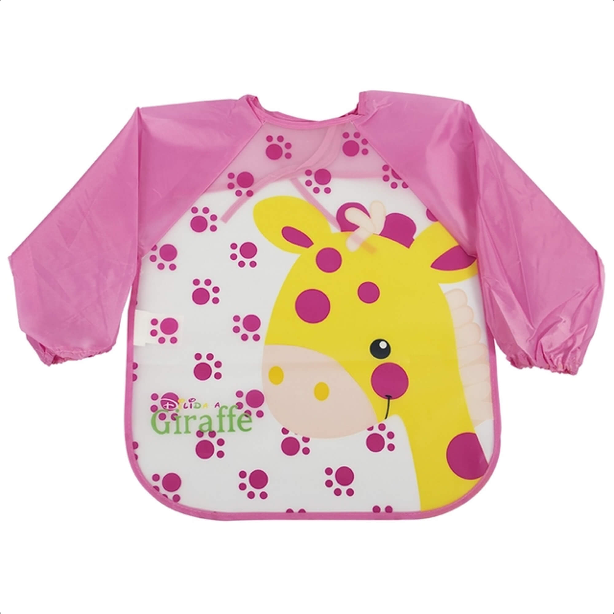 Babador Com Manga Girafa Infantil Cata-Migalhas Prático Fácil Limpar +6 Meses Rosa KaBaby-18950G