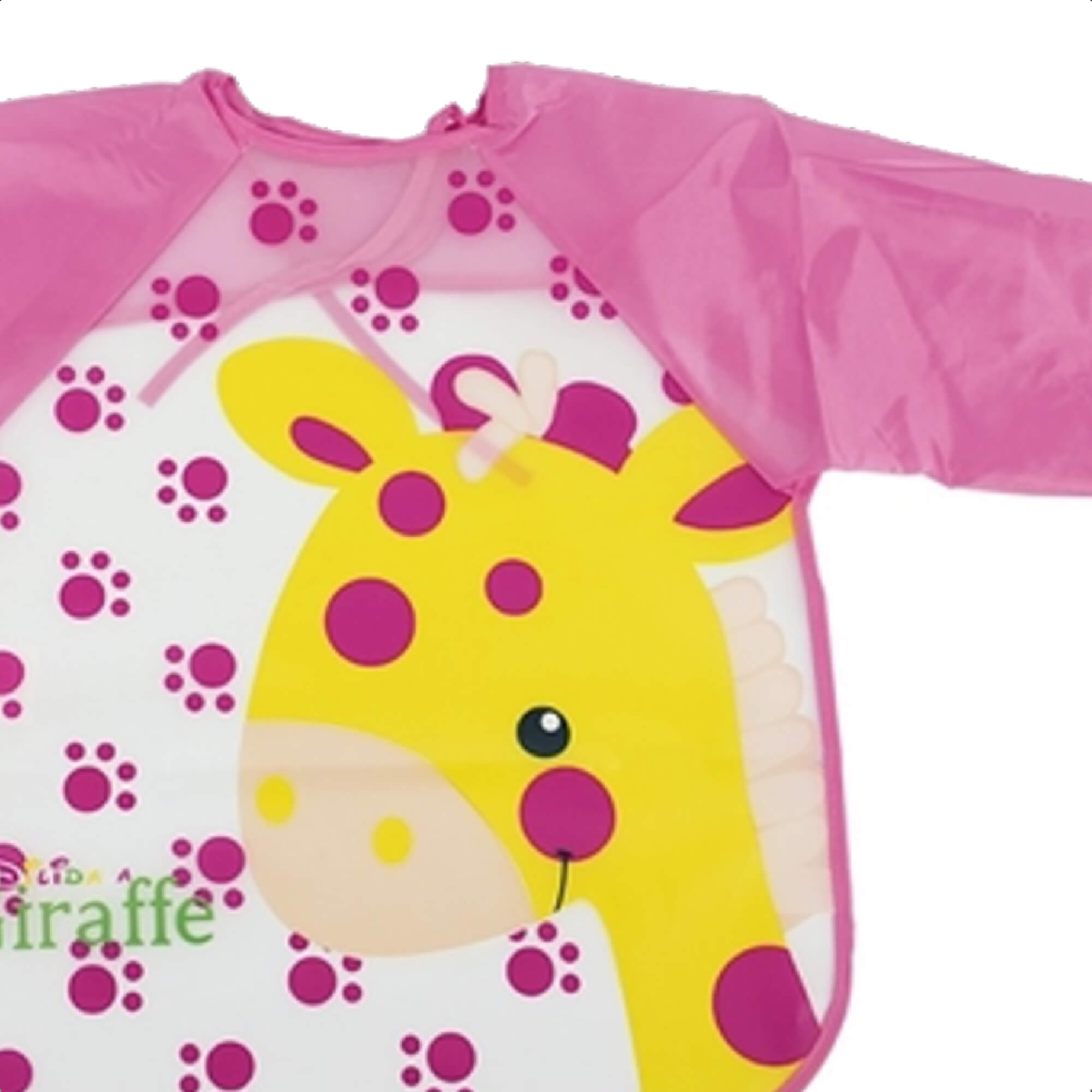 Babador Com Manga Girafa Infantil Cata-Migalhas Prático Fácil Limpar +6 Meses Rosa KaBaby-18950G