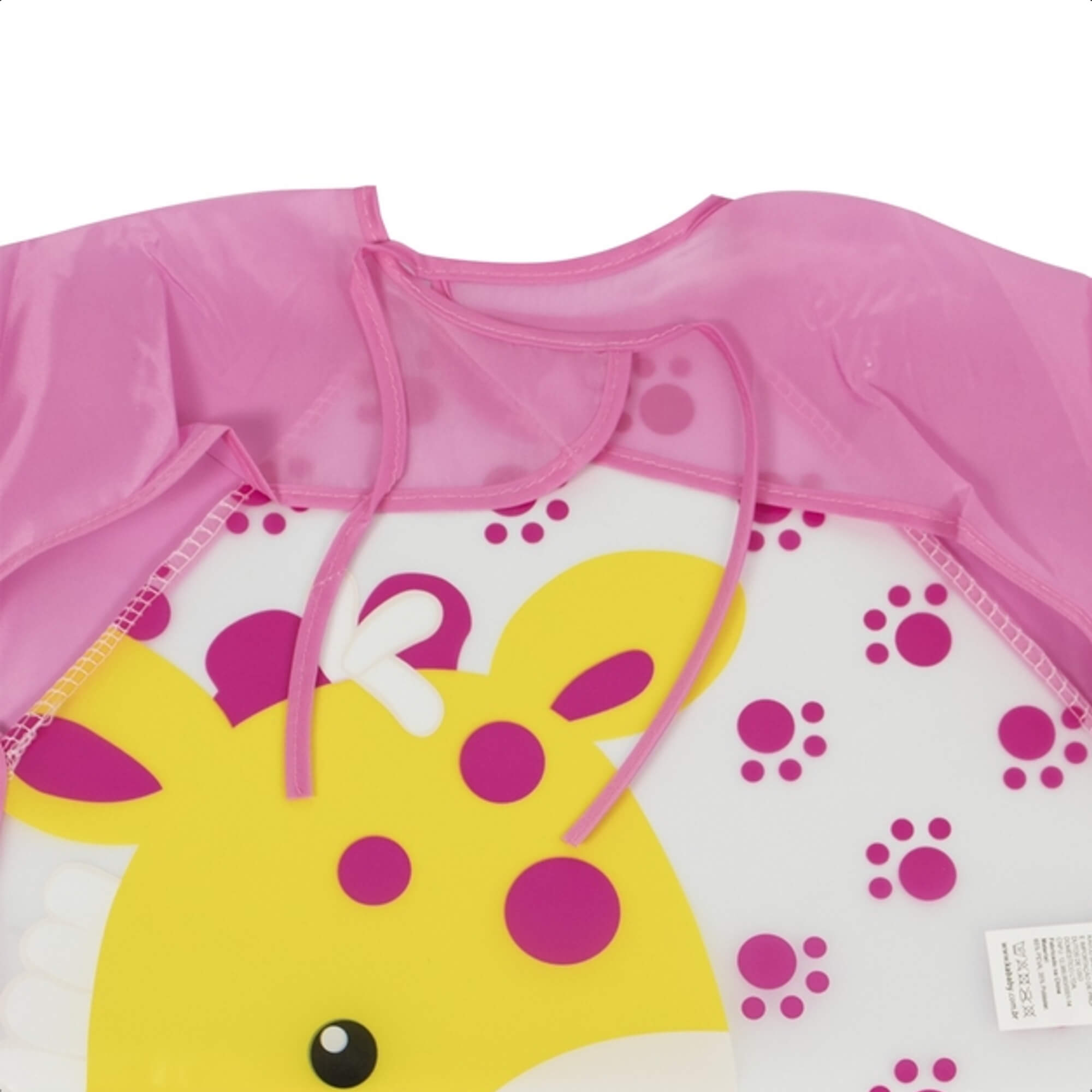 Babador Com Manga Girafa Infantil Cata-Migalhas Prático Fácil Limpar +6 Meses Rosa KaBaby-18950G