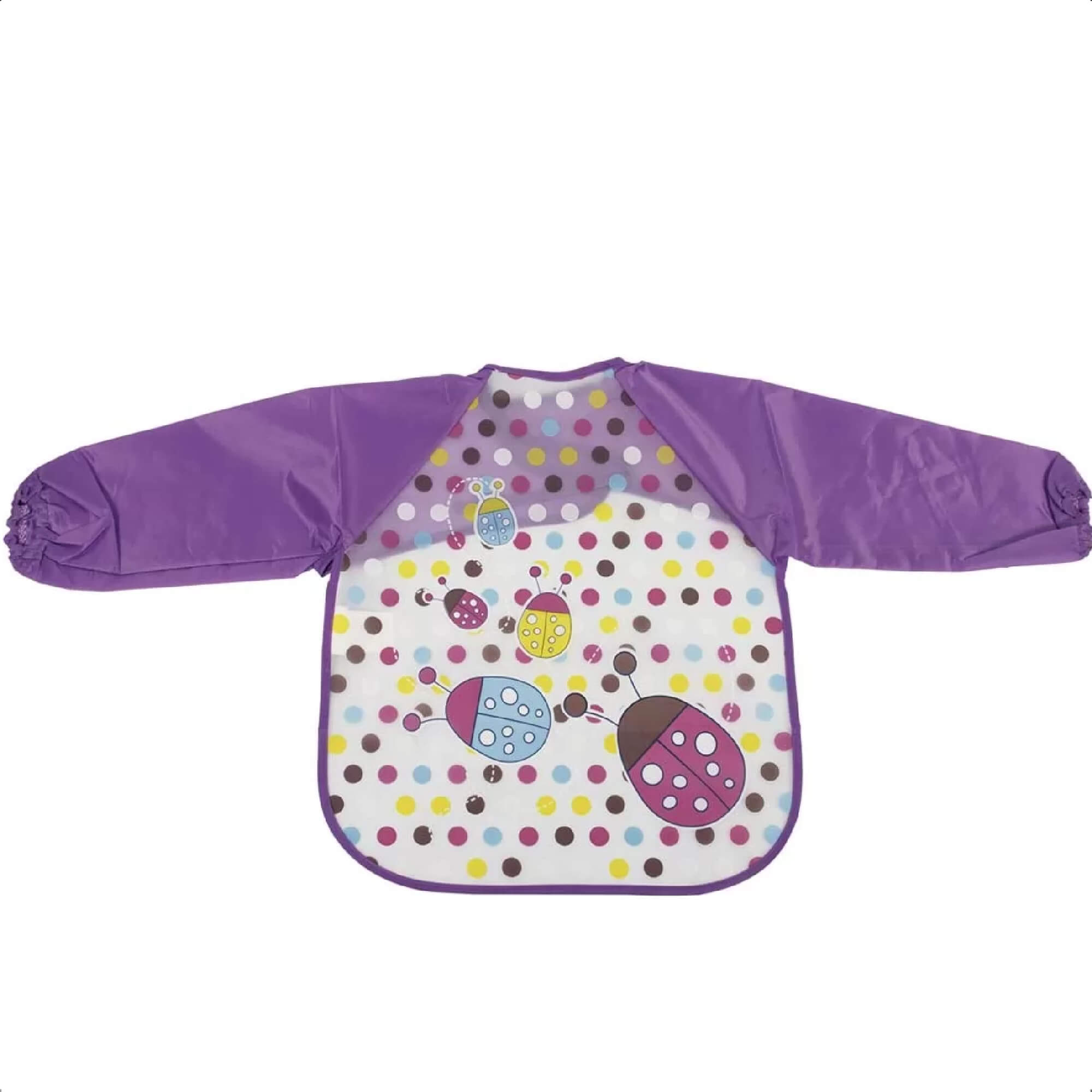 Babador Infantil Joaninha Com Manga Fácil de Limpar 78x39cm +6 Meses Roxa KaBaby - 18950J