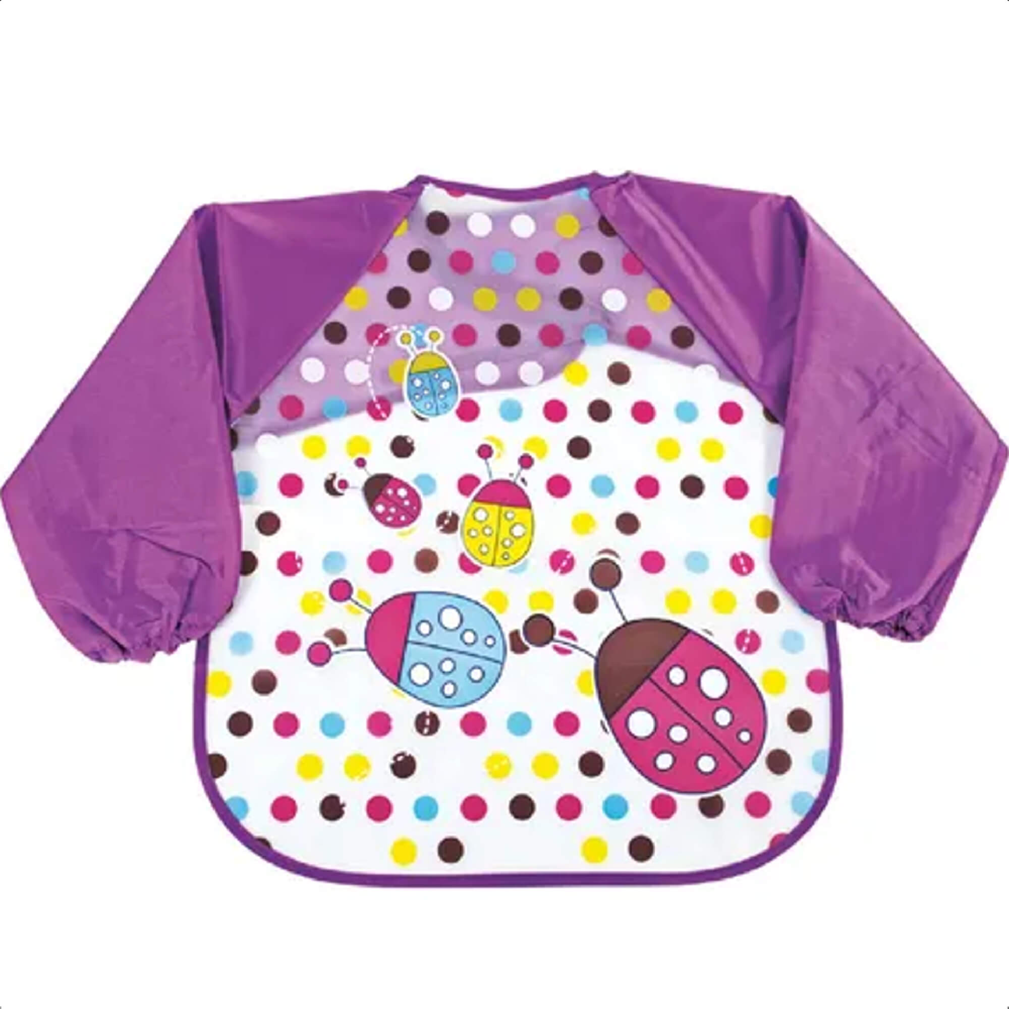 Babador Infantil Joaninha Com Manga Fácil de Limpar 78x39cm +6 Meses Roxa KaBaby - 18950J