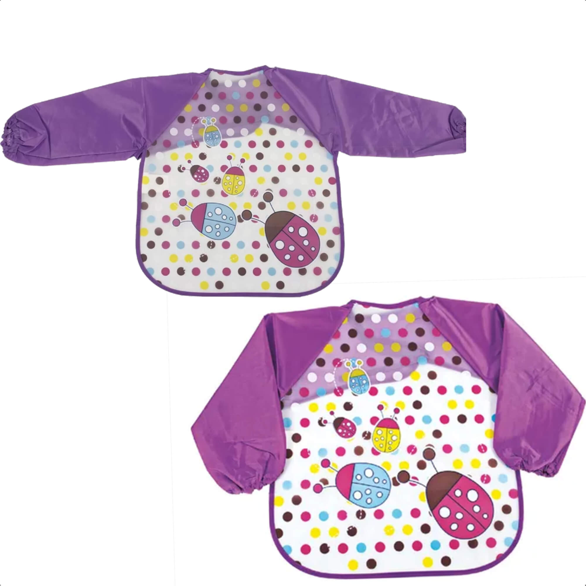 Babador Infantil Joaninha Com Manga Fácil de Limpar 78x39cm +6 Meses Roxa KaBaby - 18950J