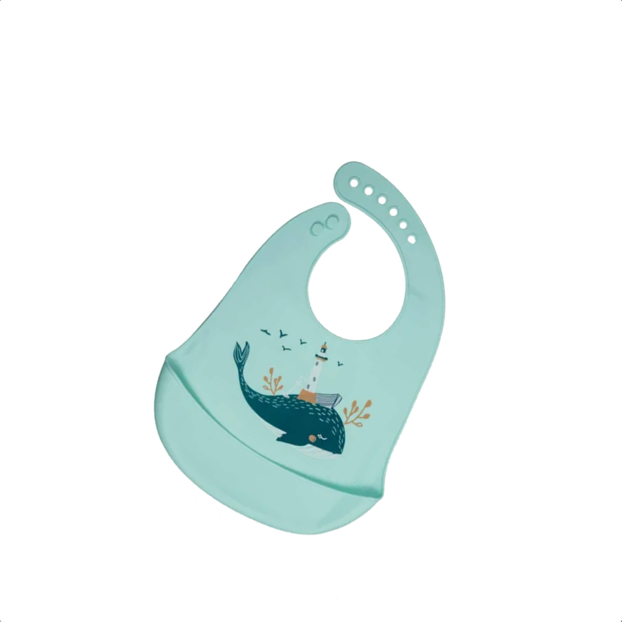 Babador de Silicone Baleia Infantil Fecho Ajustável Impermeável Bolso Cata-Migalhas KaBaby - 1049B