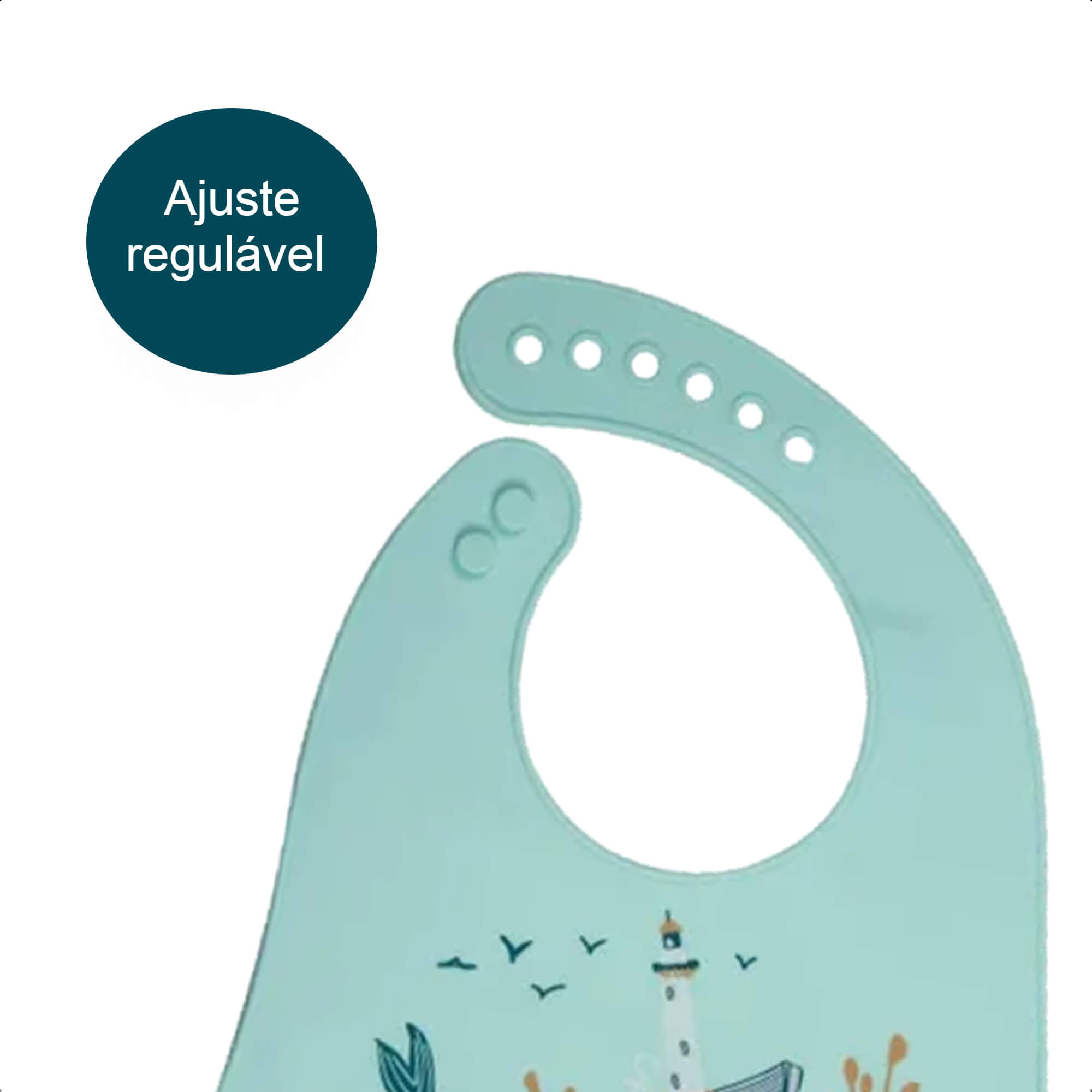 Babador de Silicone Baleia Infantil Fecho Ajustável Impermeável Bolso Cata-Migalhas KaBaby - 1049B