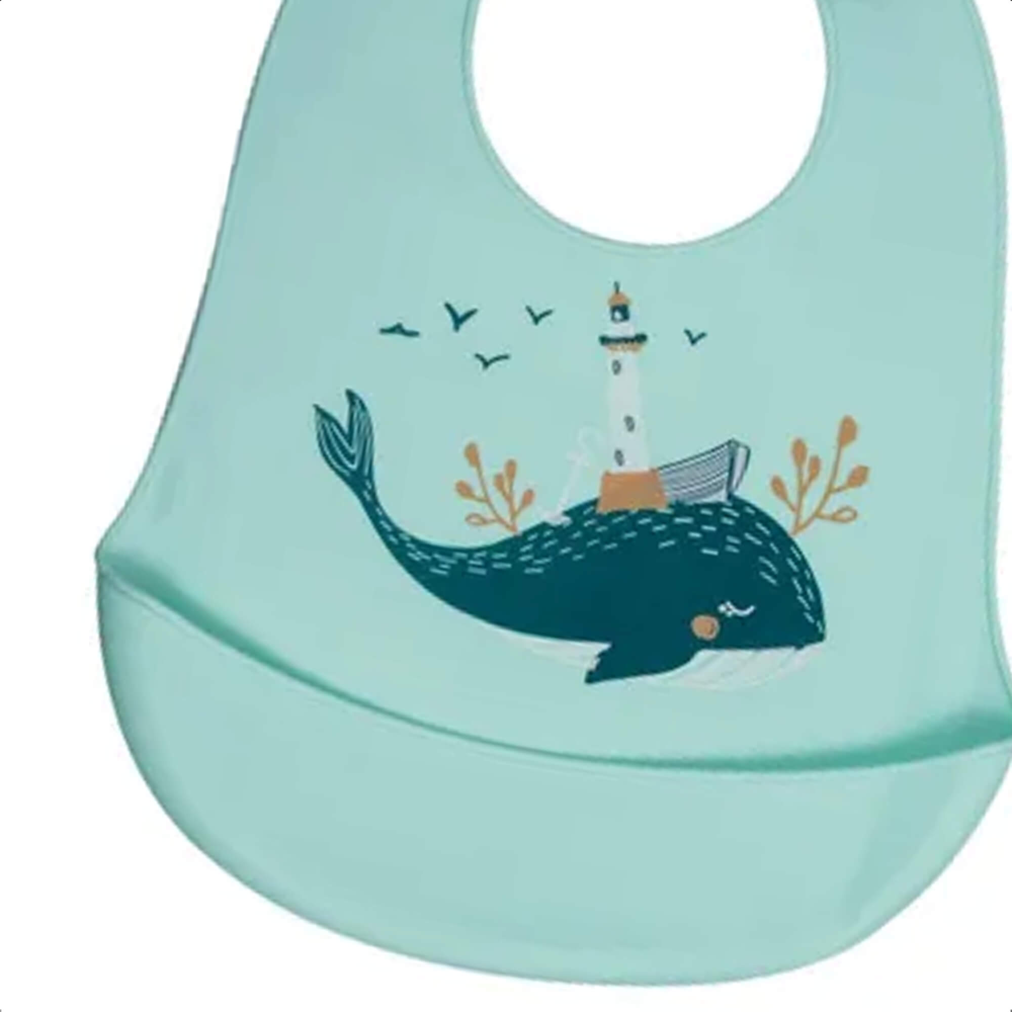 Babador de Silicone Baleia Infantil Fecho Ajustável Impermeável Bolso Cata-Migalhas KaBaby - 1049B