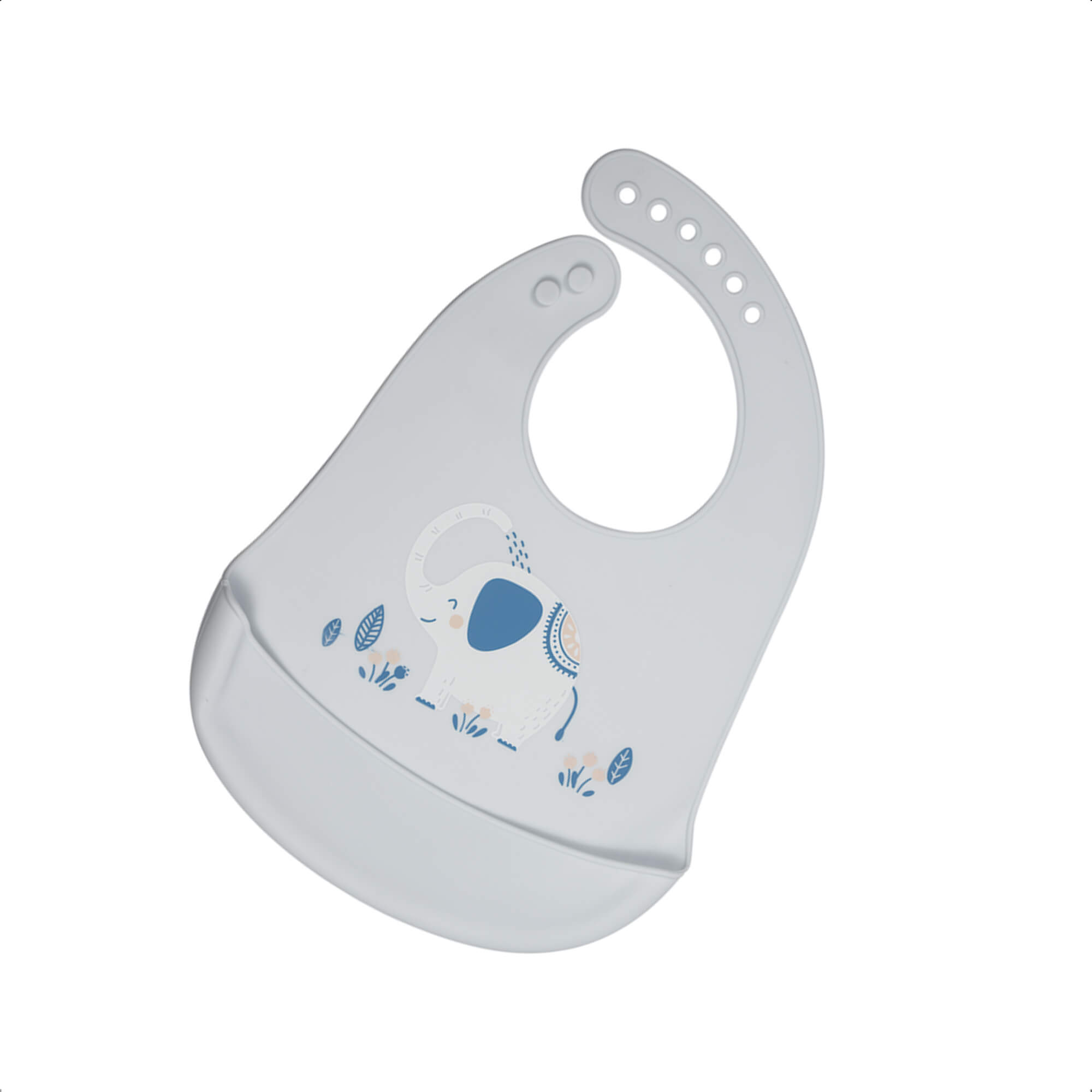Babador Bolso Cata-Migalhas de Silicone Infantil Elefante Fecho Ajustável Impermeável KaBaby 1049E