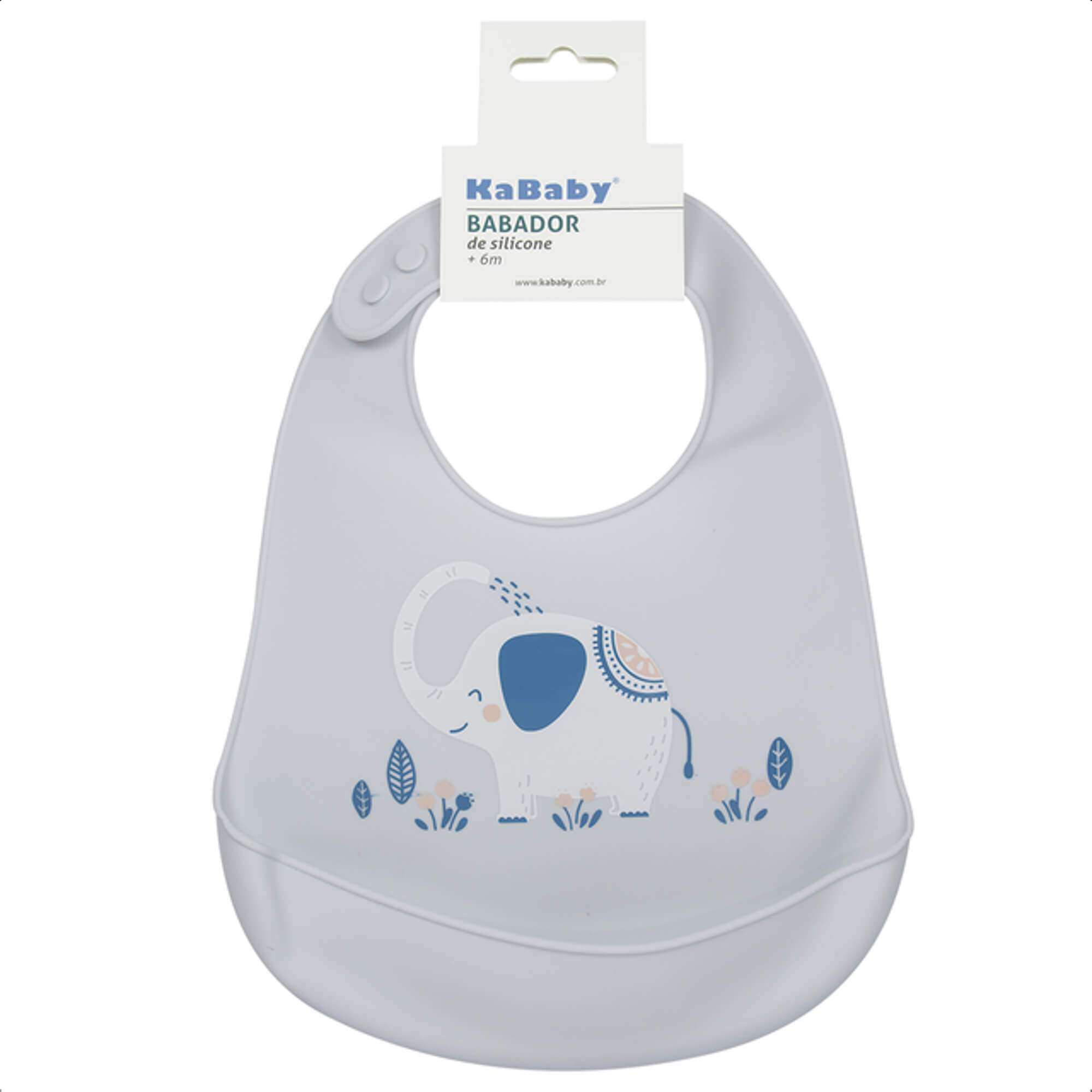 Babador Bolso Cata-Migalhas de Silicone Infantil Elefante Fecho Ajustável Impermeável KaBaby 1049E