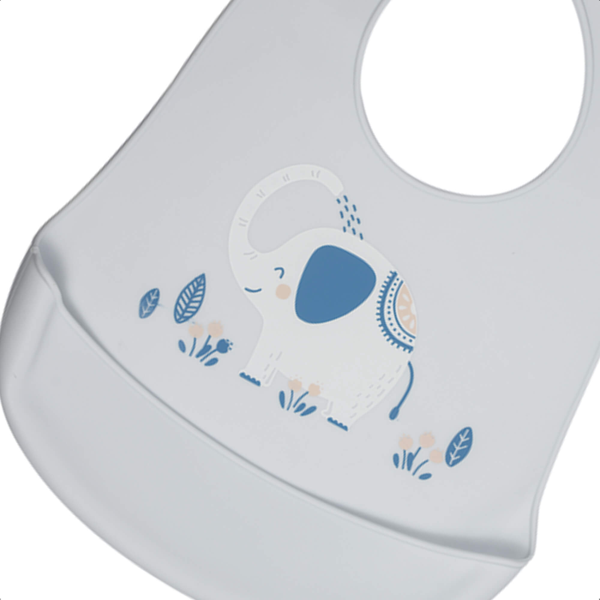 Babador Bolso Cata-Migalhas de Silicone Infantil Elefante Fecho Ajustável Impermeável KaBaby 1049E