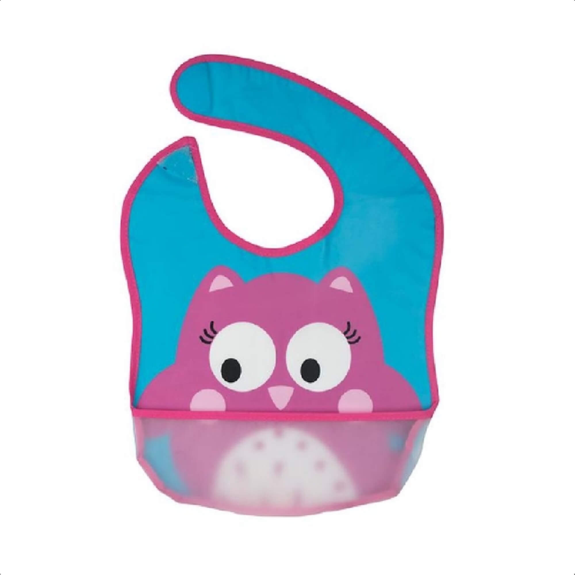 Babador Divertido Infantil Bolso Cata-Migalhas Ajustável Fácil De Limpar Corujinha KaBaby -18907B