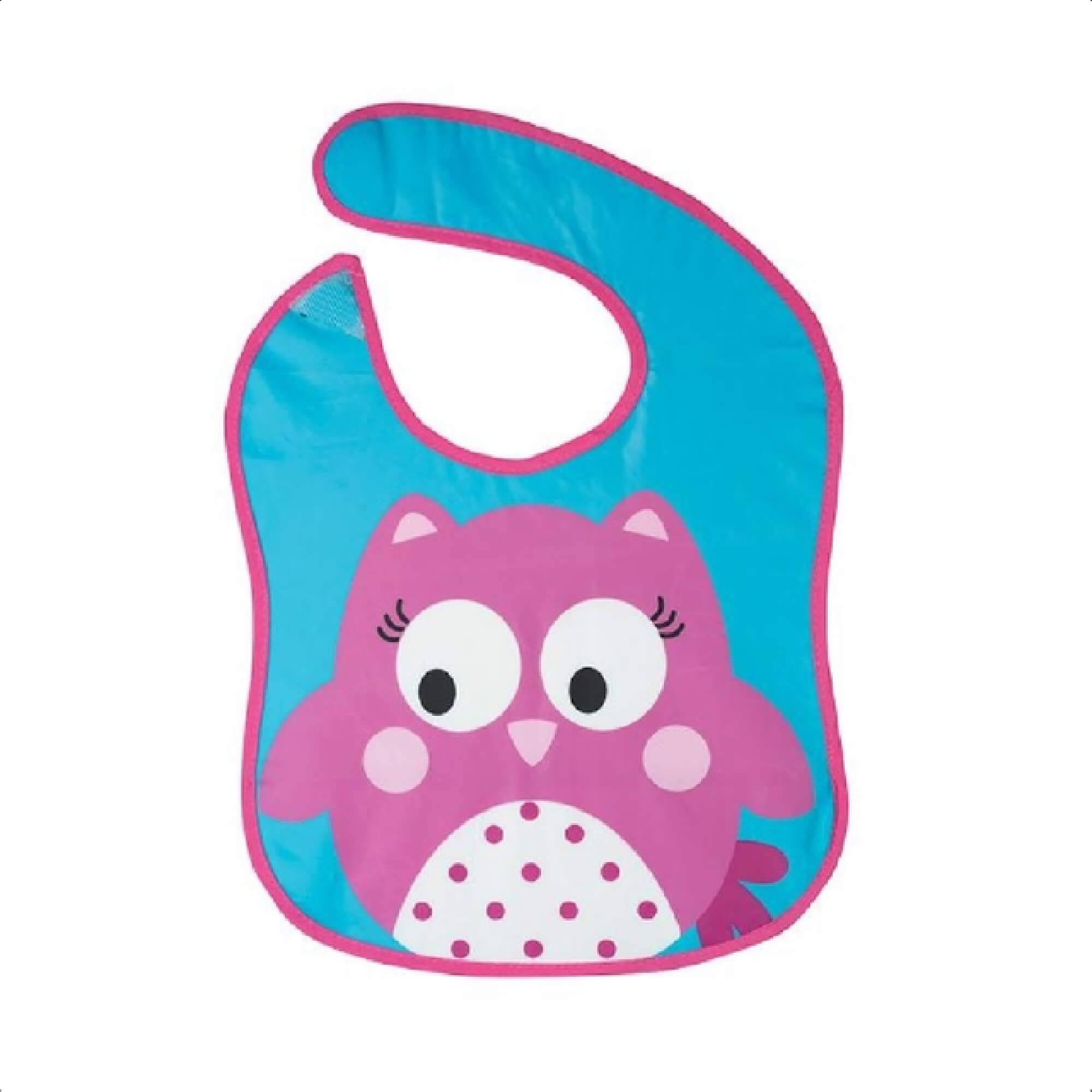 Babador Divertido Infantil Bolso Cata-Migalhas Ajustável Fácil De Limpar Corujinha KaBaby -18907B
