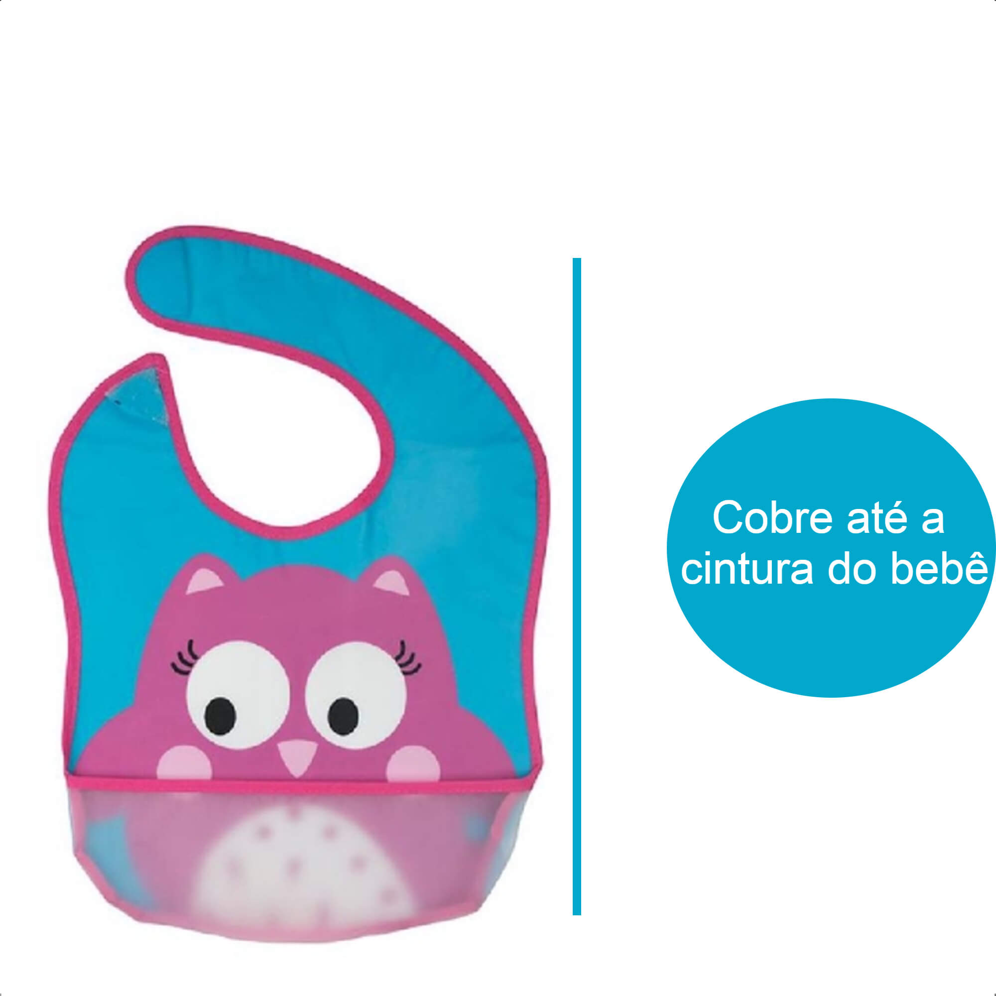 Babador Divertido Infantil Bolso Cata-Migalhas Ajustável Fácil De Limpar Corujinha KaBaby -18907B